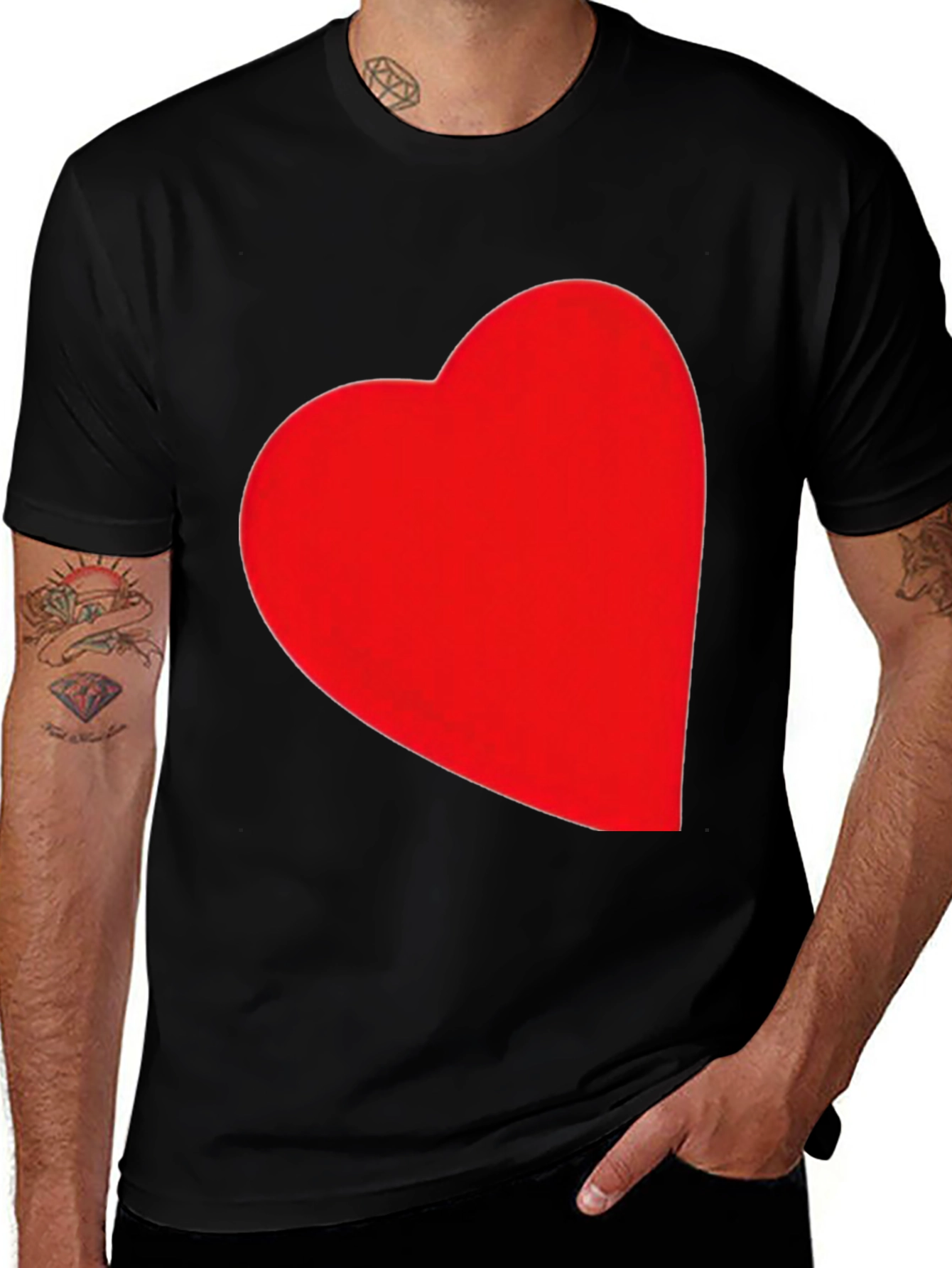 Heart Graphic Black T-Shirt - Express Your Love!
