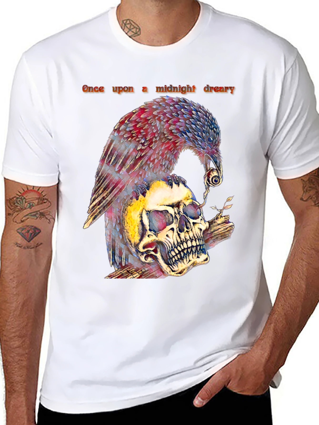 Raven and Skull Graphic T-Shirt - Midnight Dreary