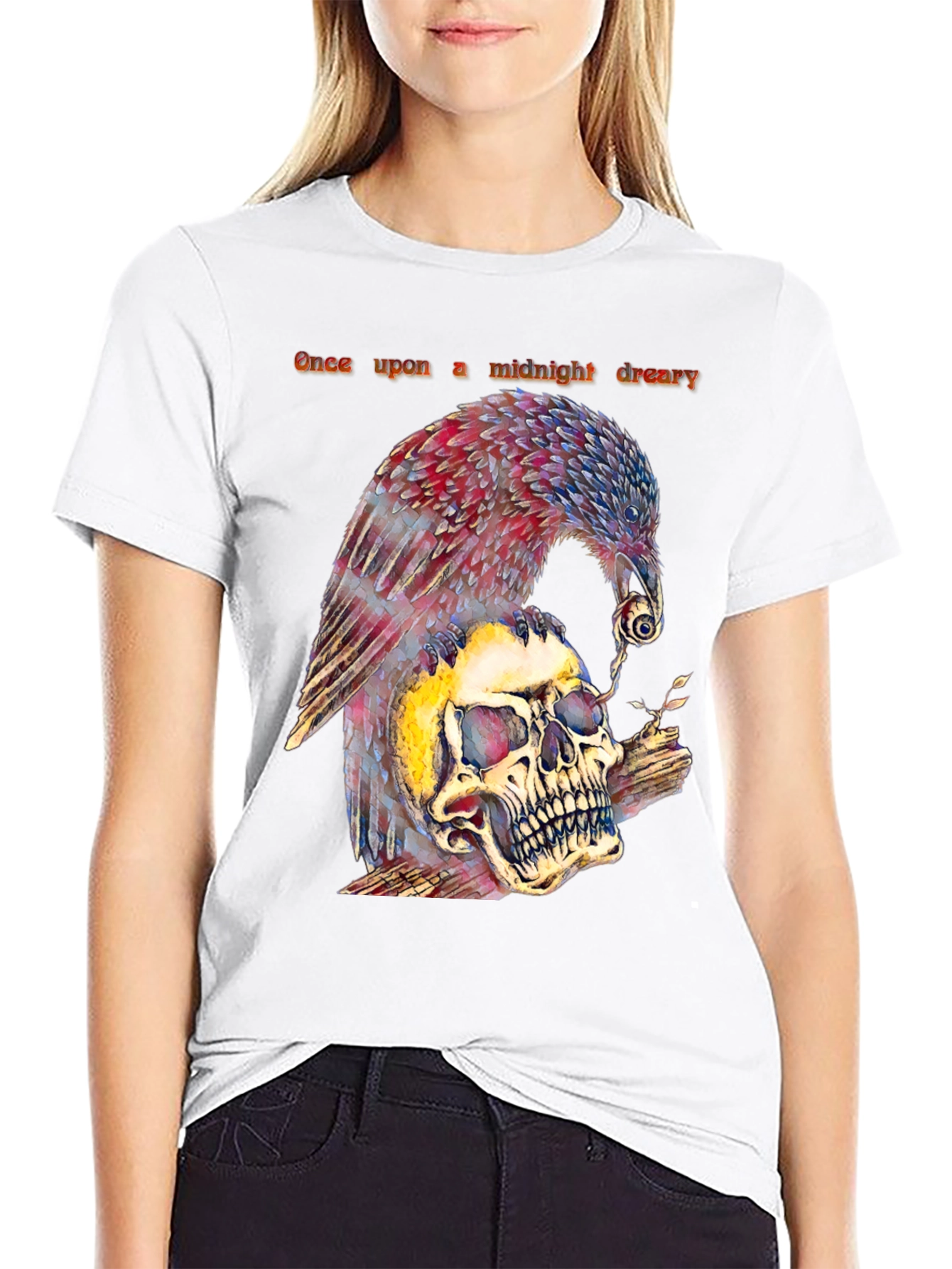 Raven and Skull Graphic T-Shirt - Midnight Dreary