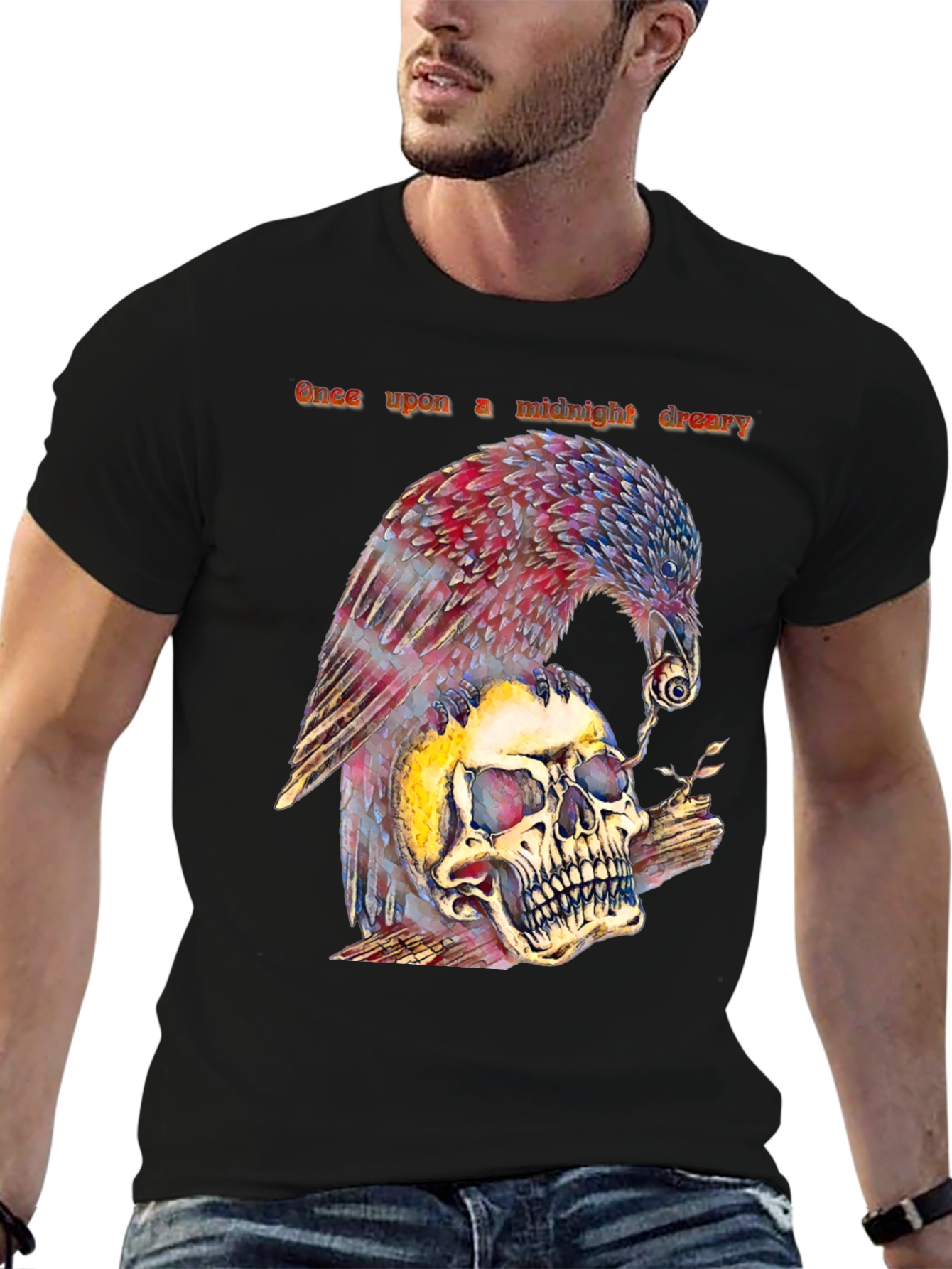 Raven and Skull Graphic T-Shirt - Midnight Dreary