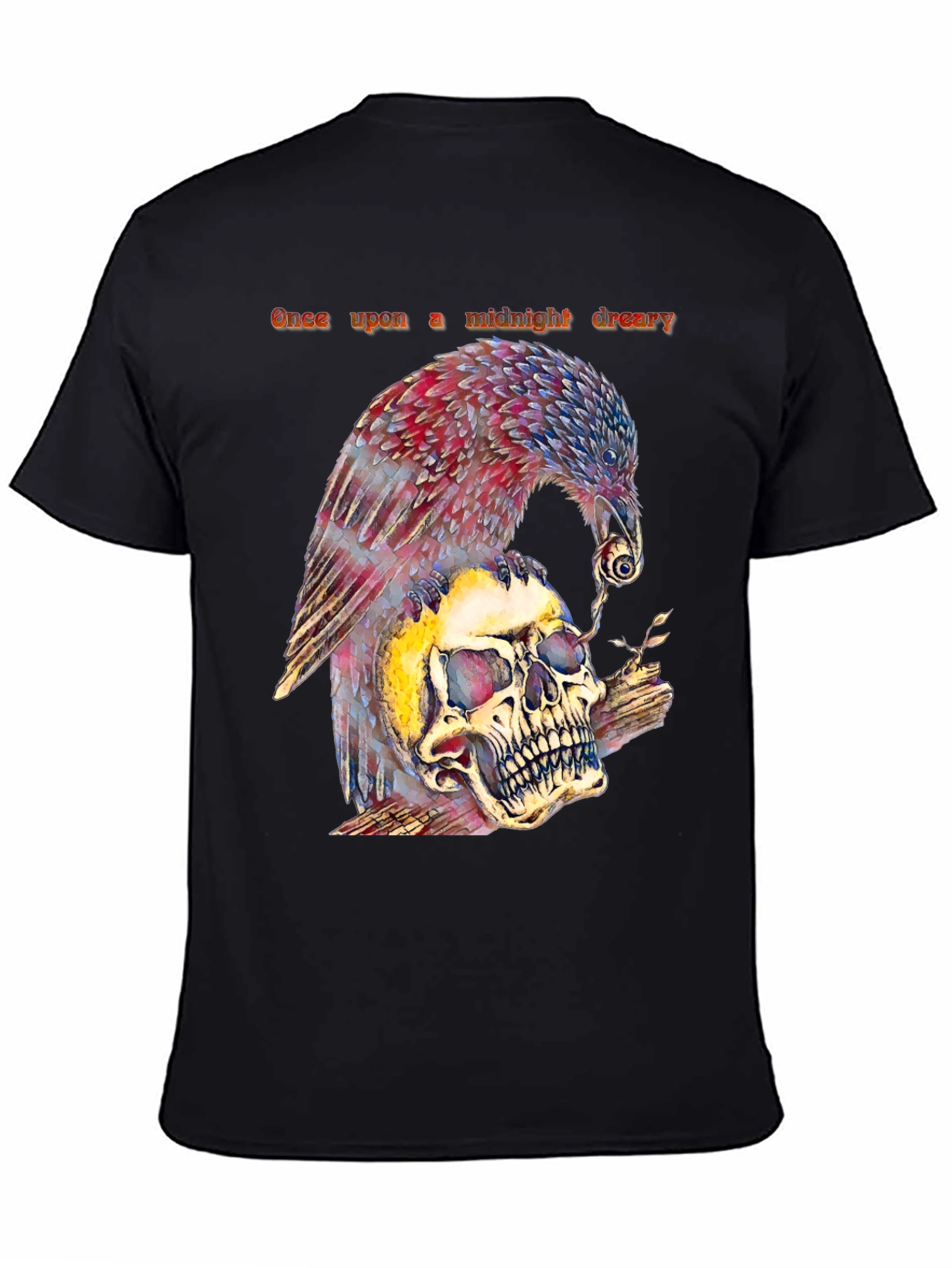 Raven and Skull Graphic T-Shirt - Midnight Dreary