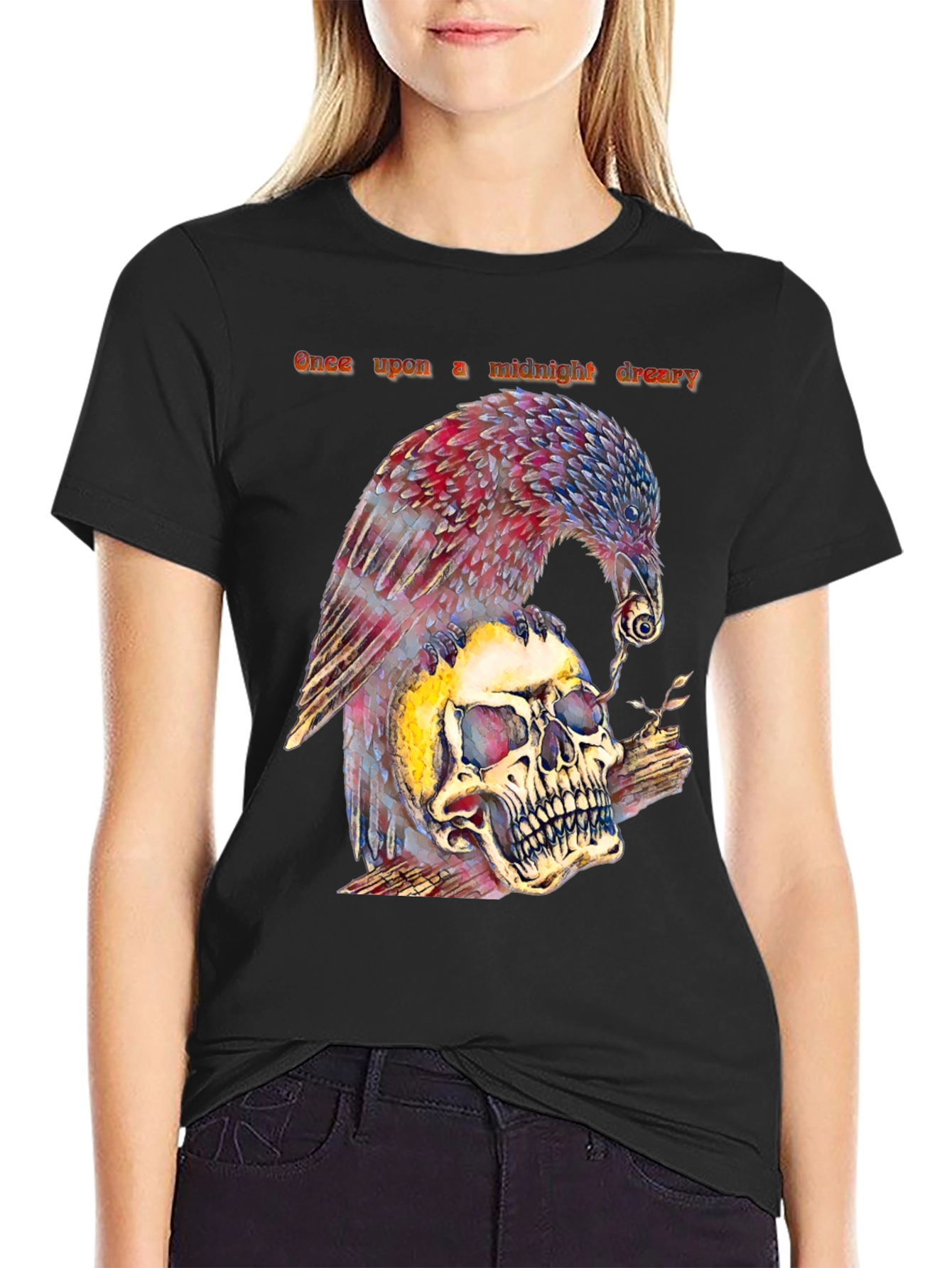 Raven and Skull Graphic T-Shirt - Midnight Dreary