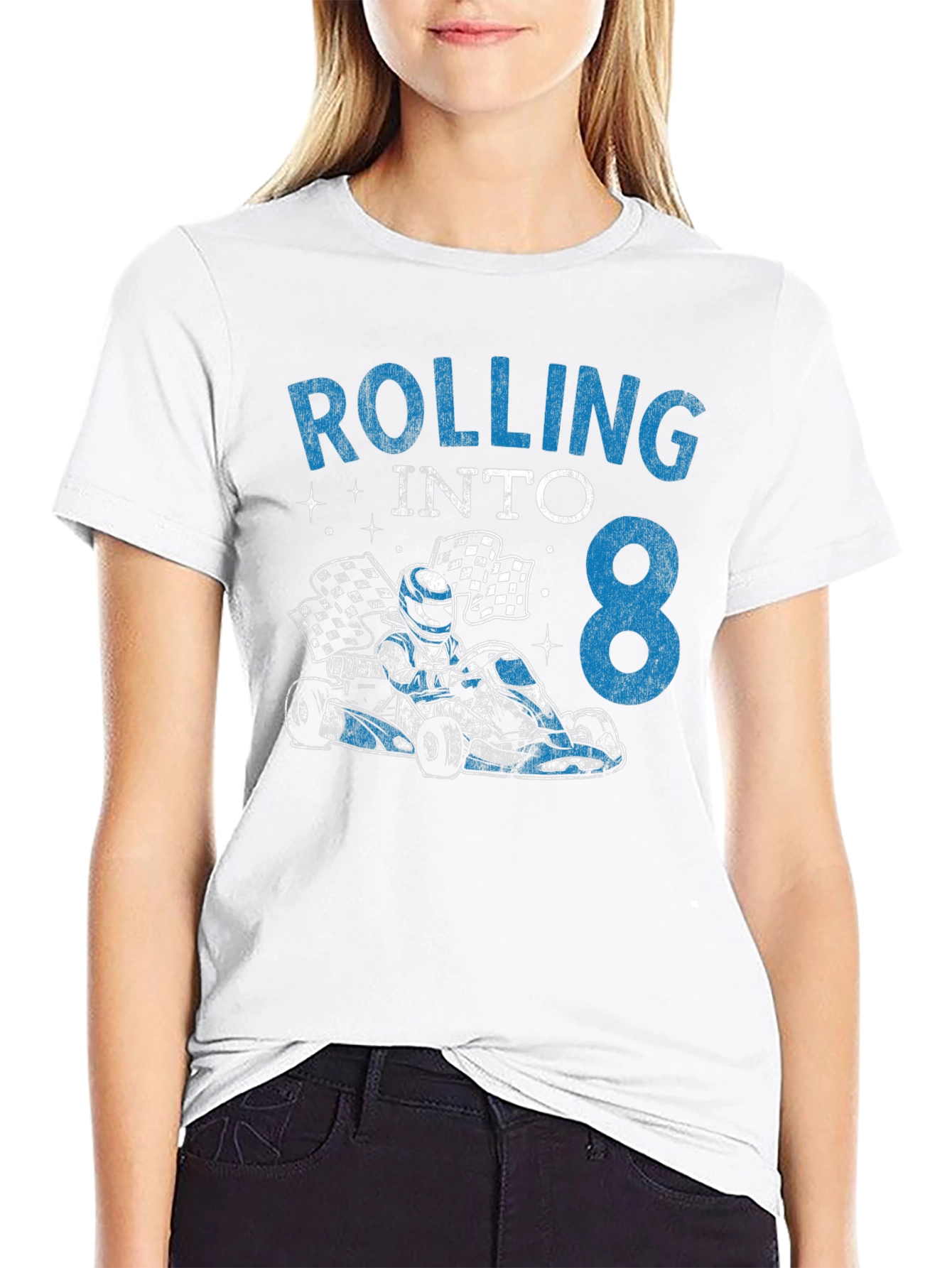 Rolling Into 8 Birthday Kart Racing T-Shirt