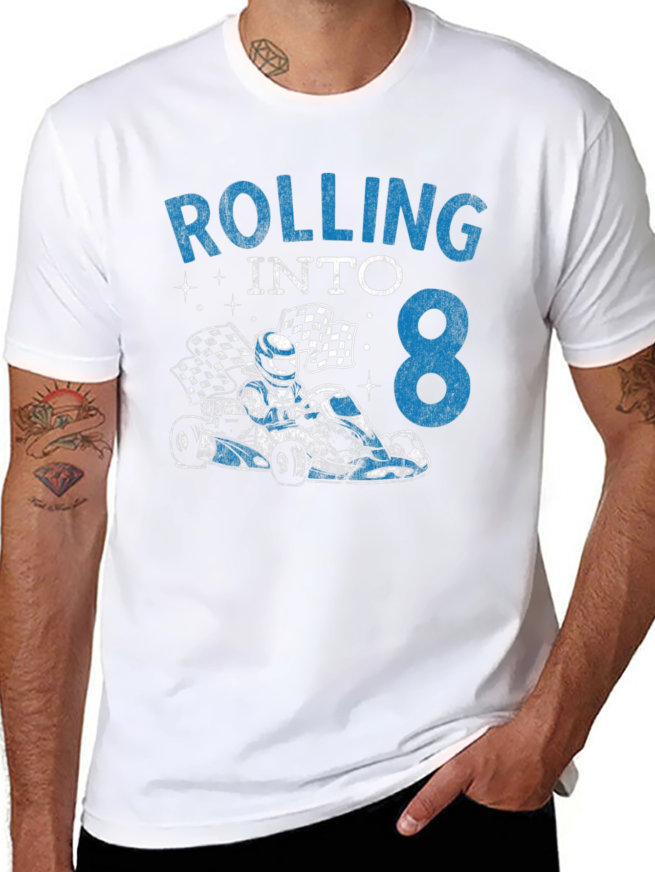 Rolling Into 8 Birthday Kart Racing T-Shirt