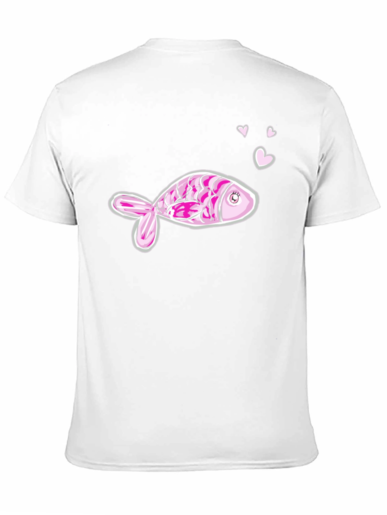 Pink Fish Graphic Tee - Mens Black Cotton T-Shirt