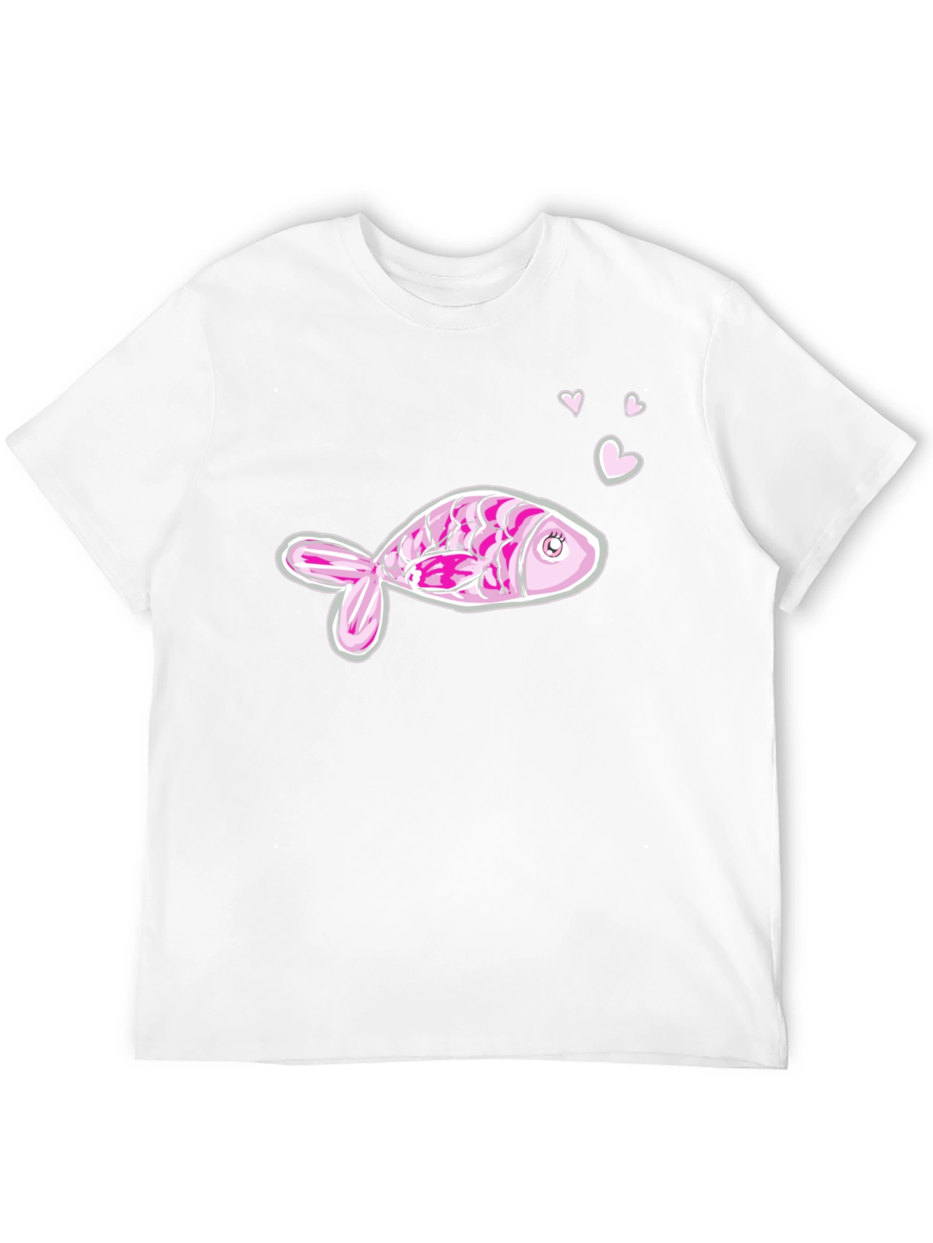 Pink Fish Graphic Tee - Mens Black Cotton T-Shirt