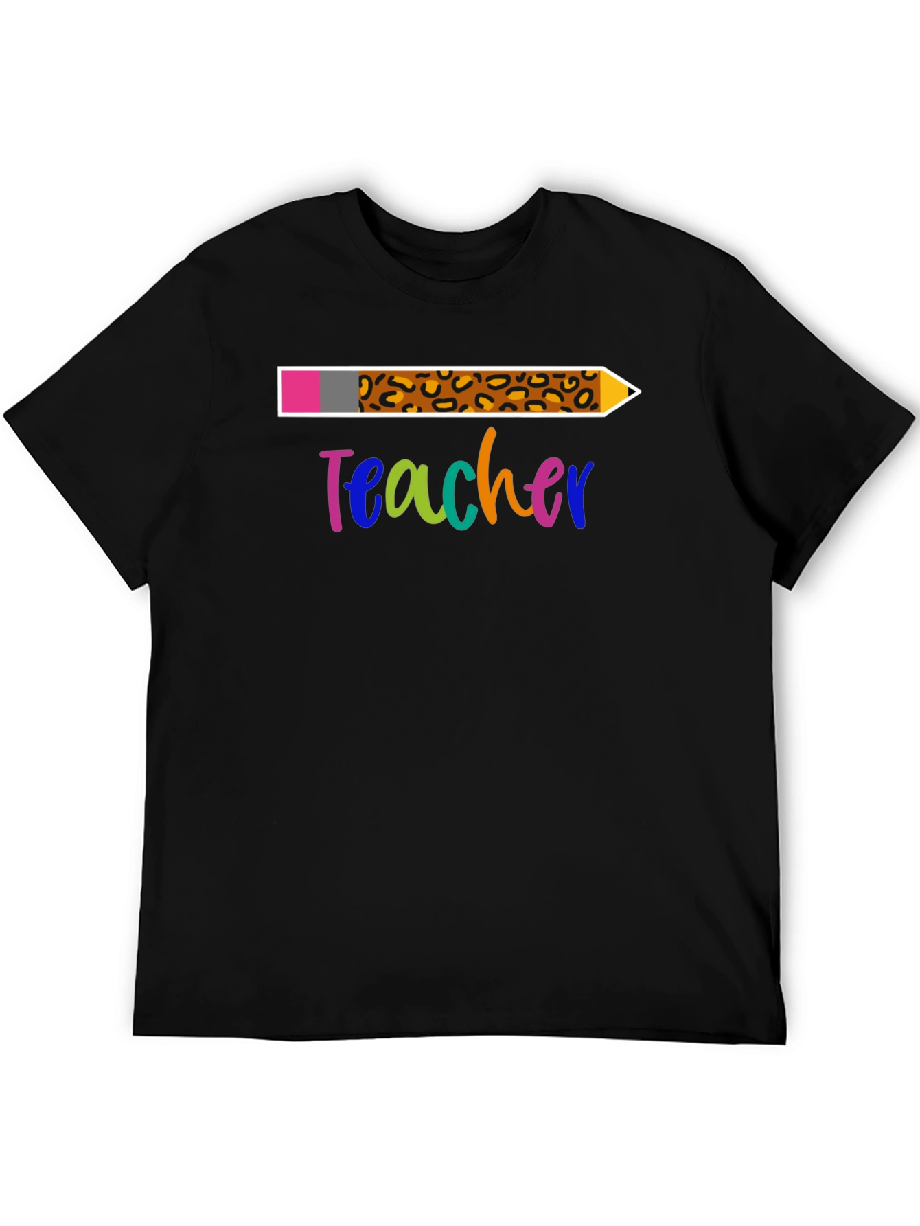 Teacher Leopard Print Pencil T-Shirt