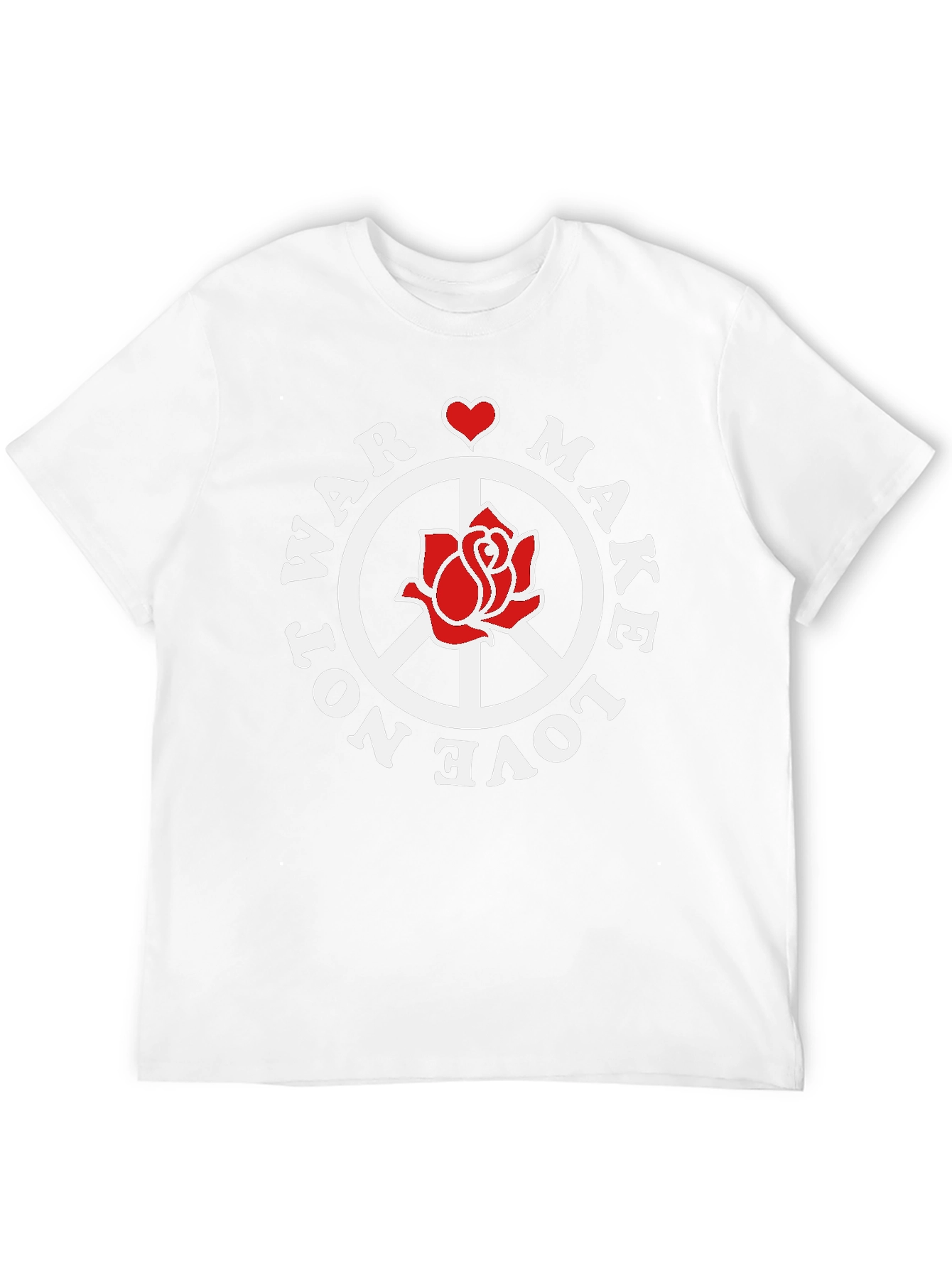 Make Love Not War T-Shirt Peace Sign Rose Graphic