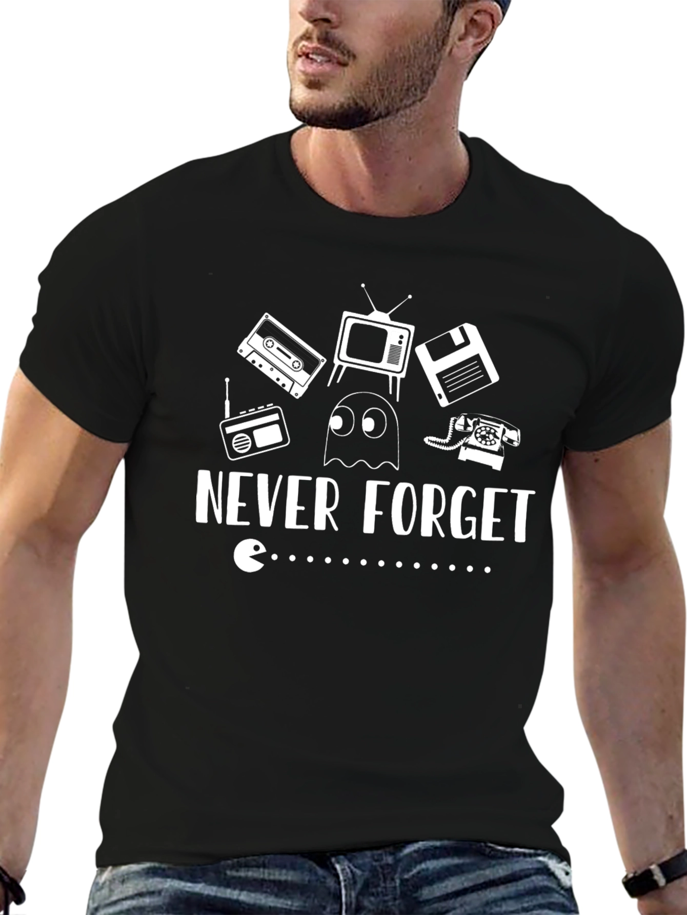 Never Forget Retro Tech Graphic T-Shirt