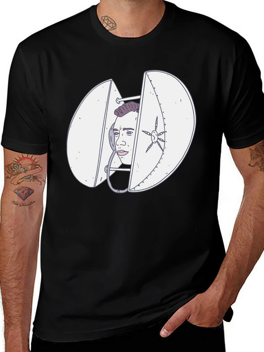 Quirky Black T-Shirt with Funny Illustration