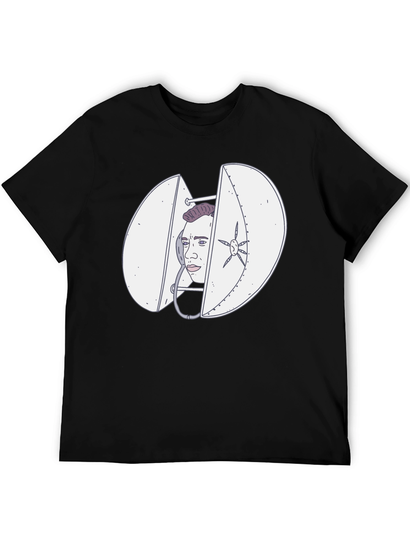 Quirky Black T-Shirt with Funny Illustration