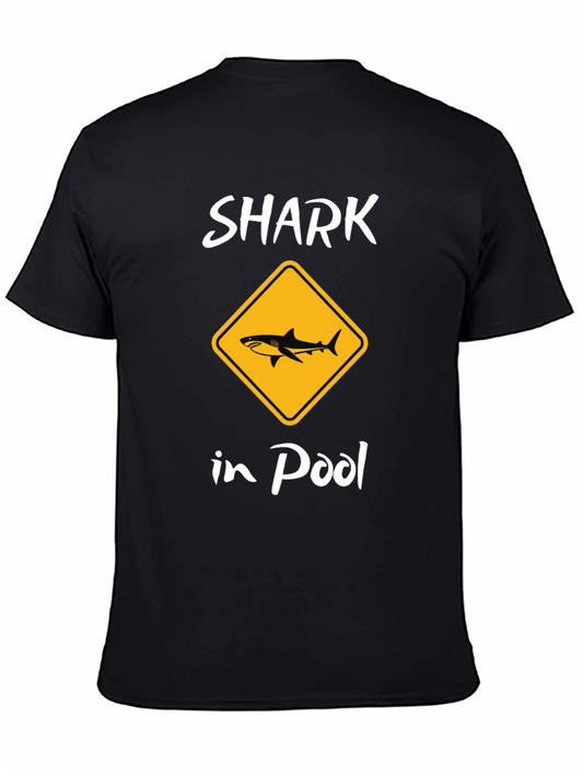 Shark in Pool Black Graphic T-Shirt