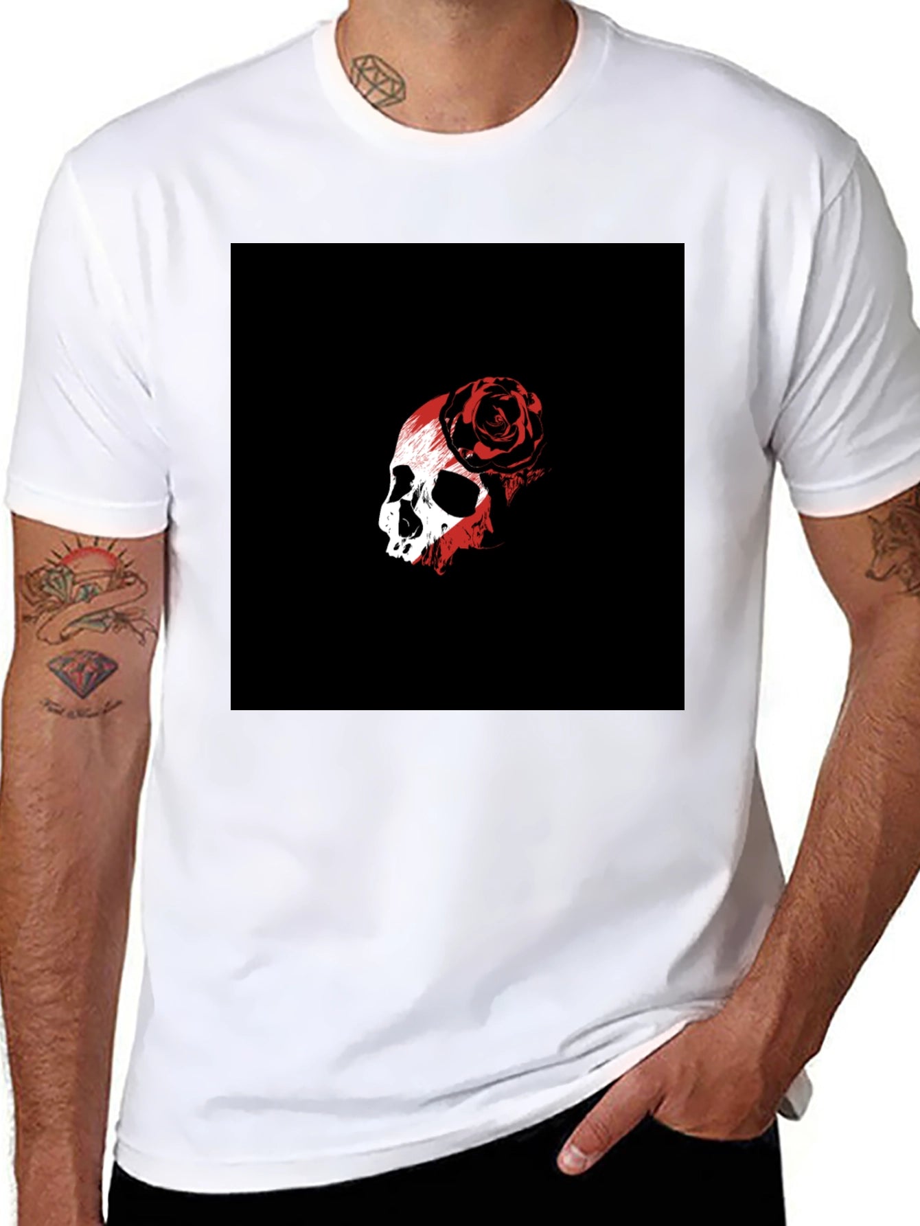 Skull & Rose Graphic Black T-Shirt