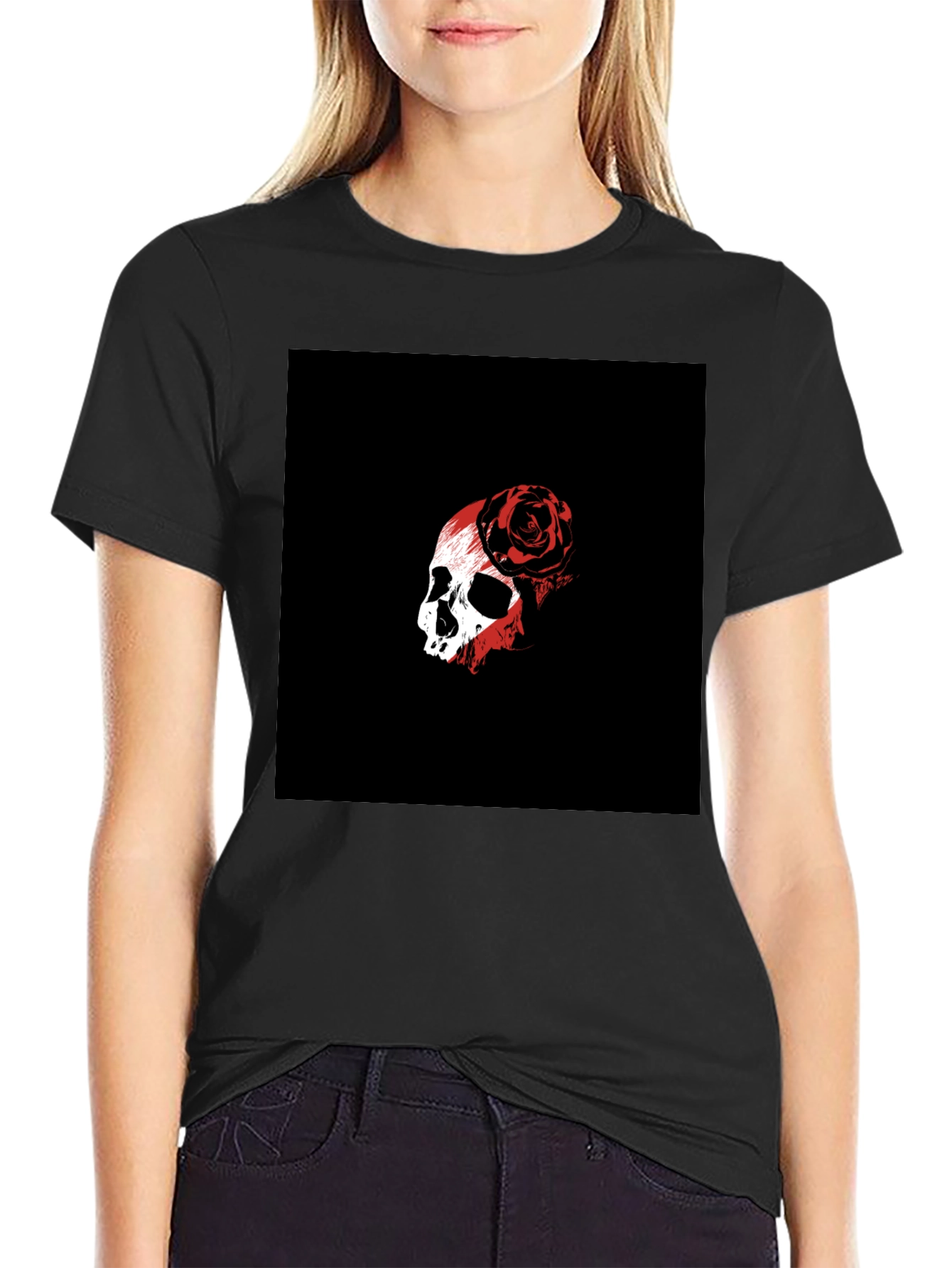 Skull & Rose Graphic Black T-Shirt