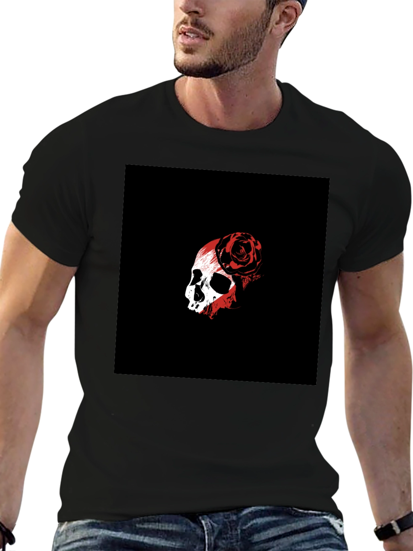 Skull & Rose Graphic Black T-Shirt
