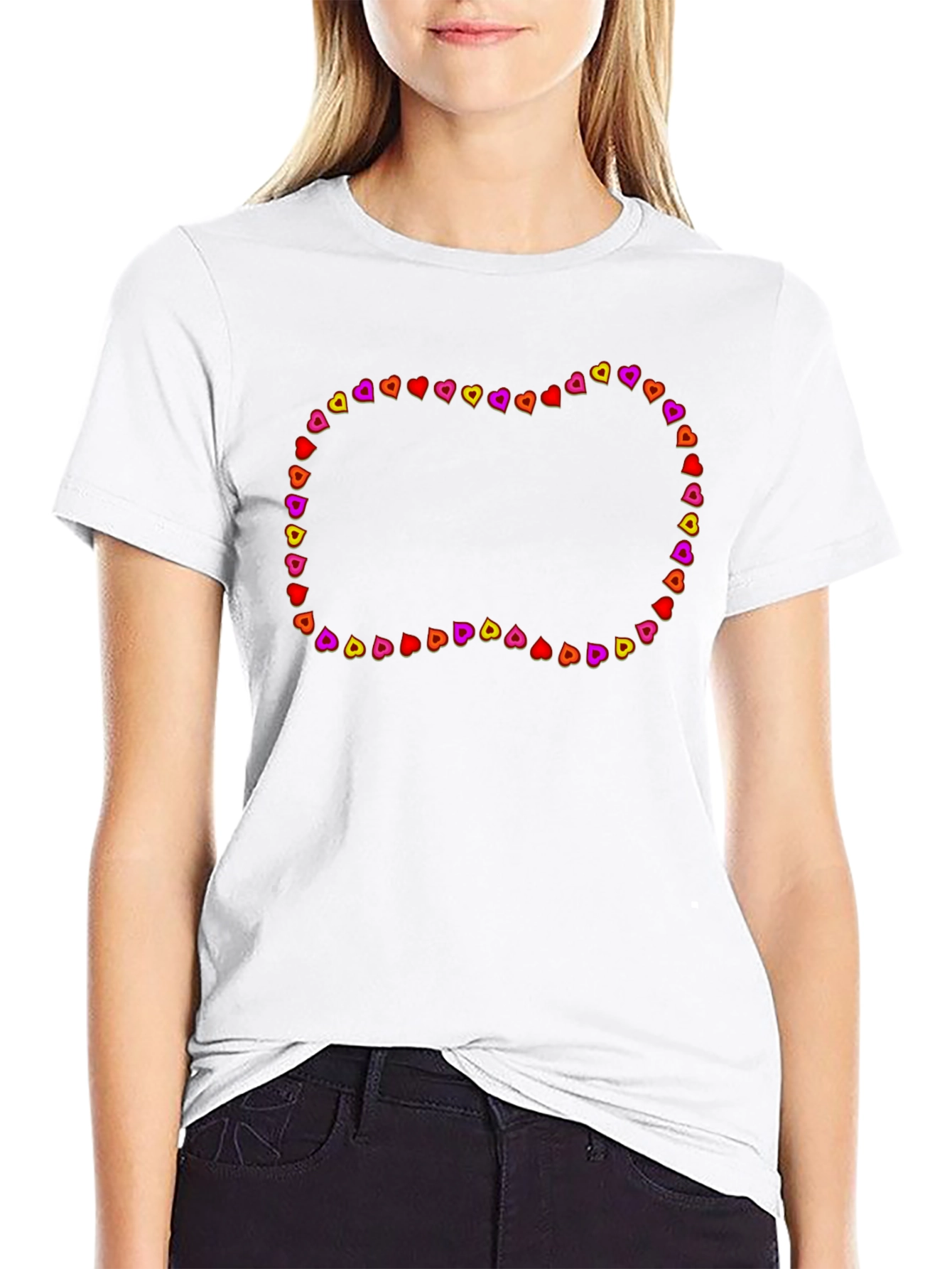 Heart Border Black T-Shirt