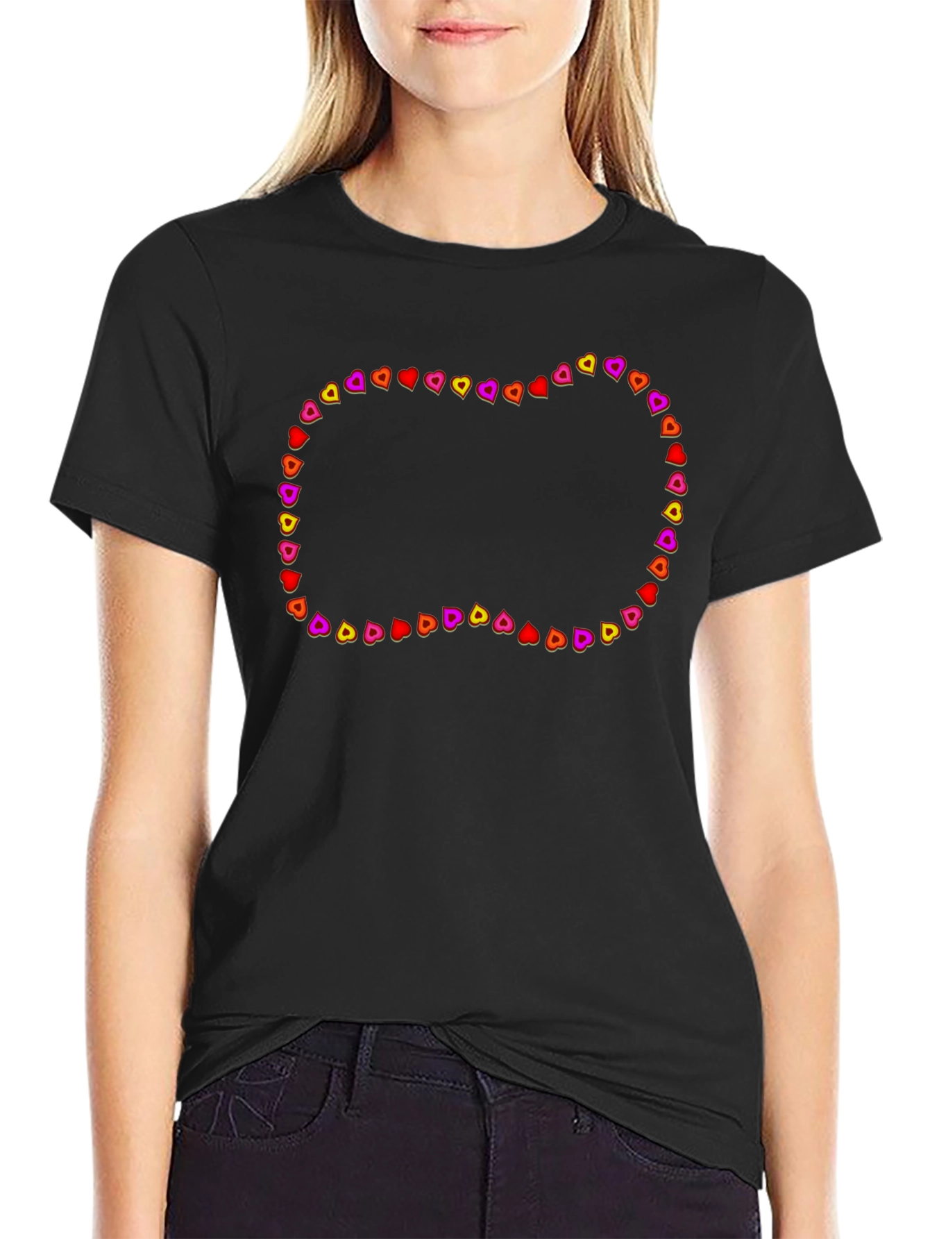 Heart Border Black T-Shirt
