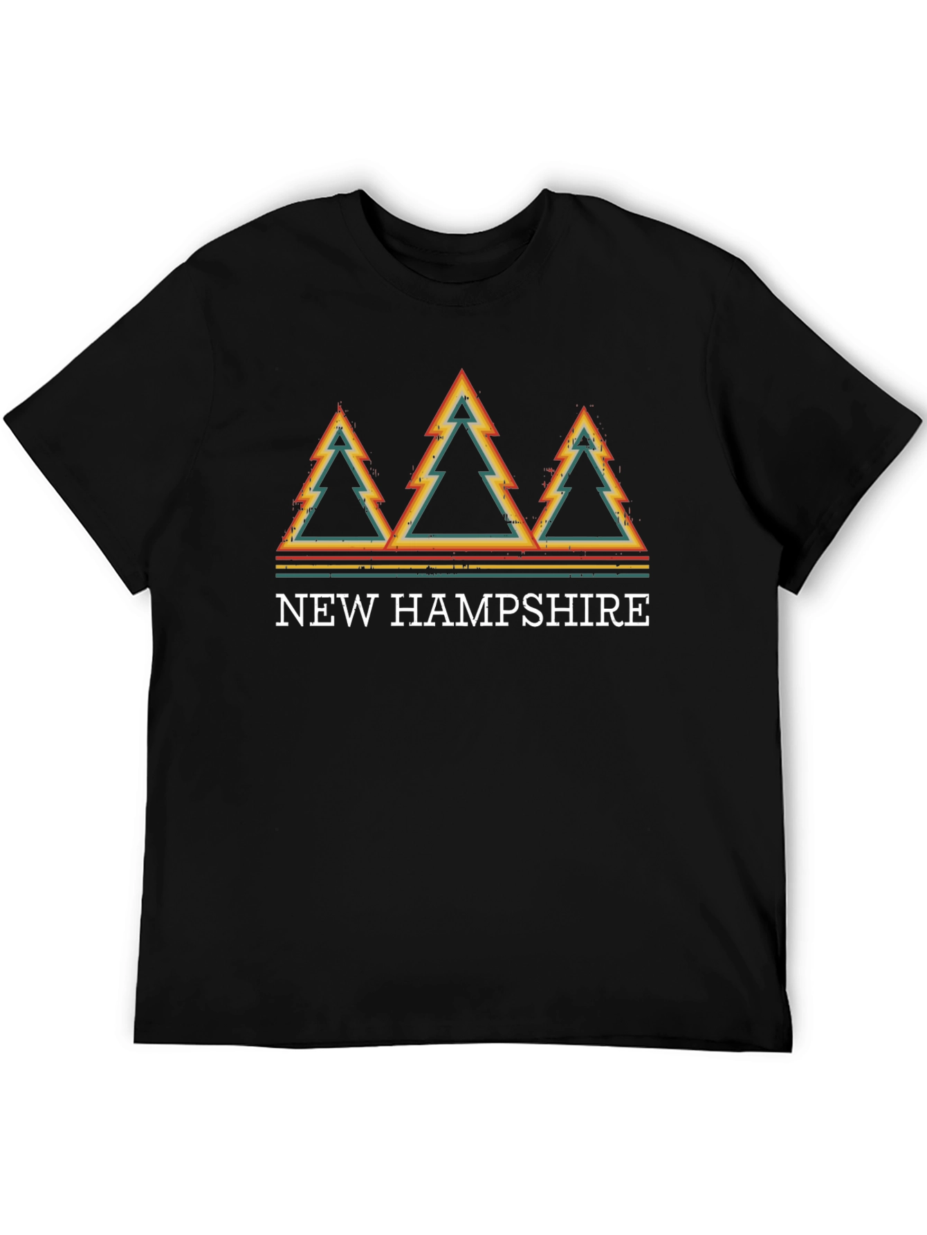 New Hampshire Retro Trees Graphic Tee - Black
