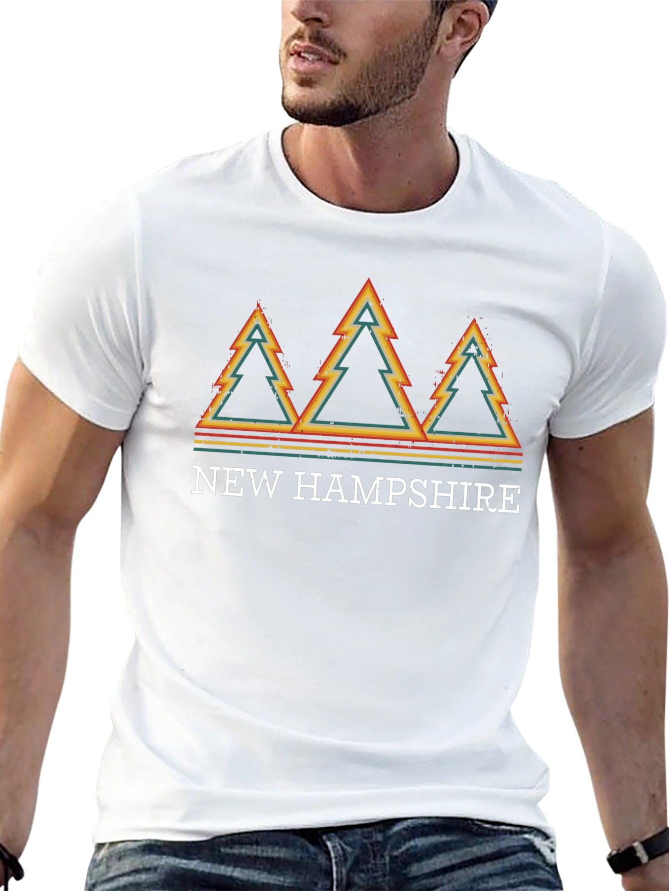New Hampshire Retro Trees Graphic Tee - Black
