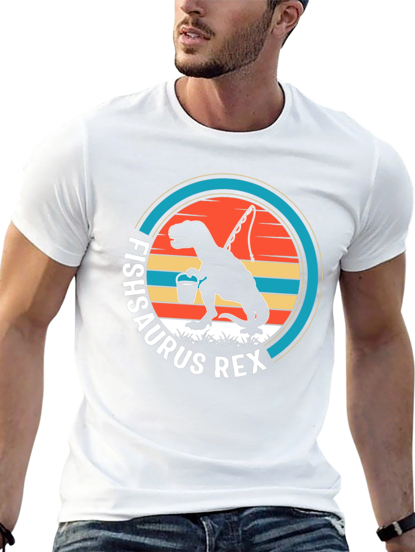 Fishsaurus Rex T-Shirt - Dinosaur Fishing Tee