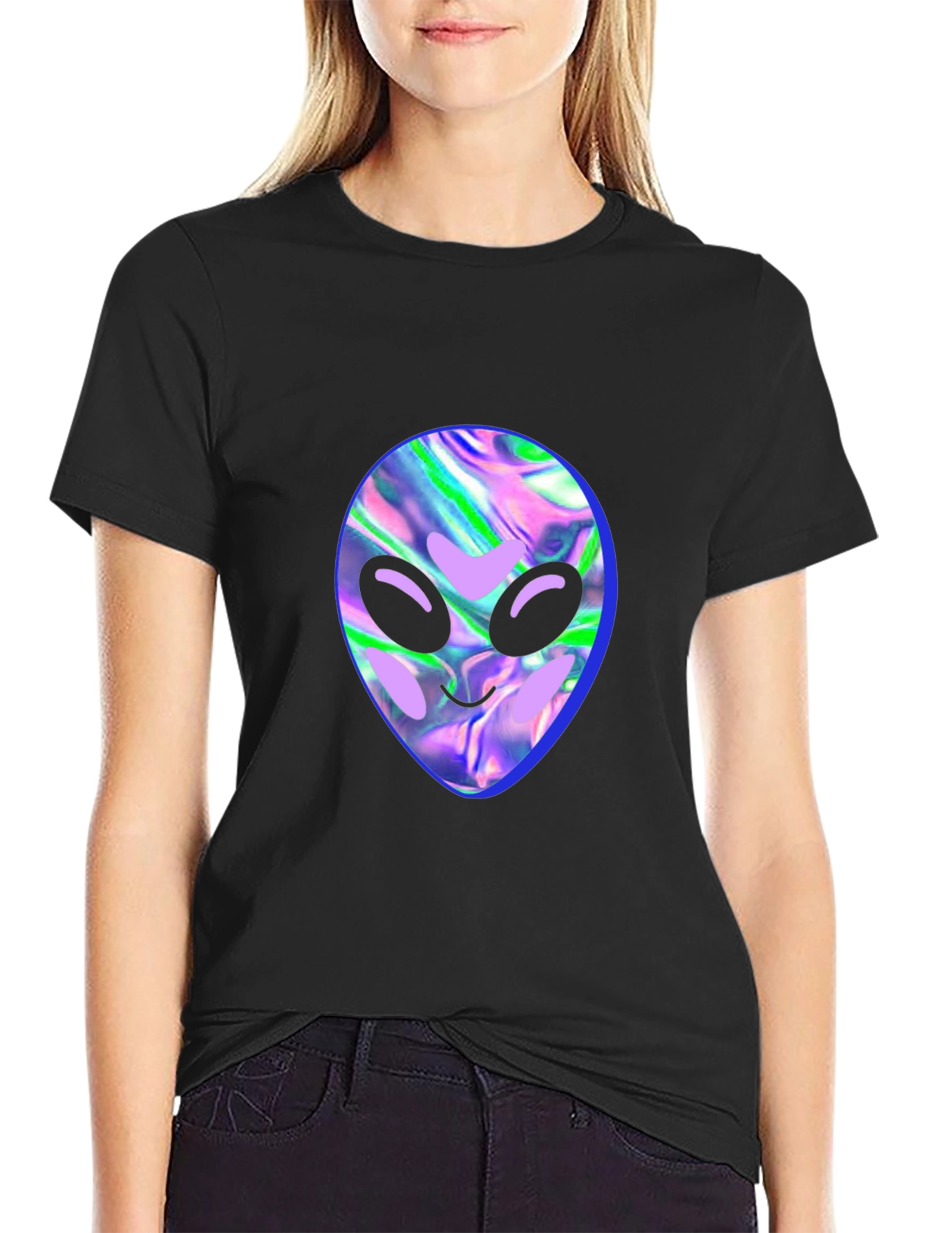 Alien Head Graphic Tee - Black T-Shirt