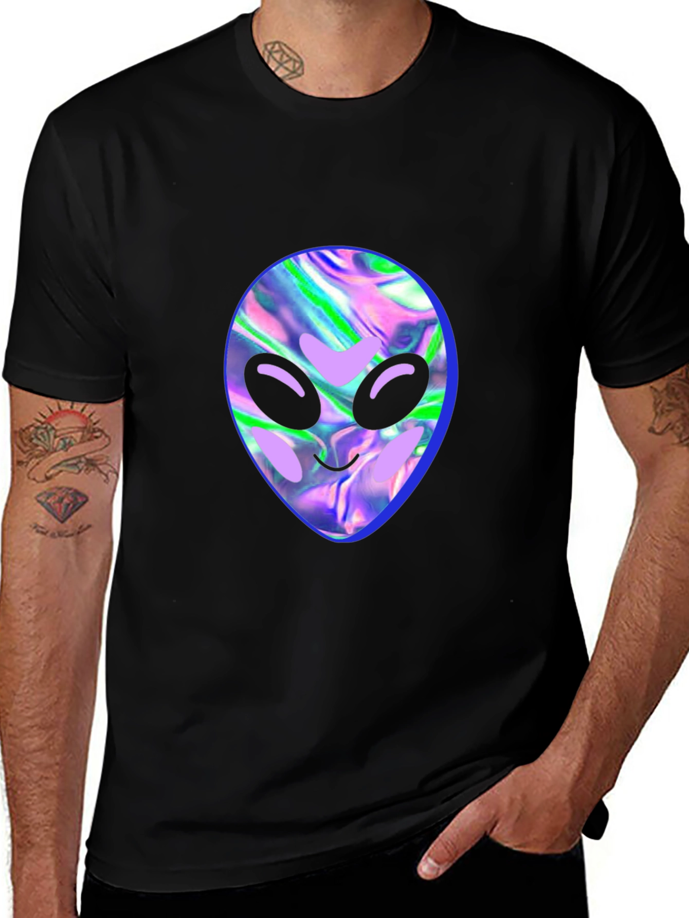 Alien Head Graphic Tee - Black T-Shirt