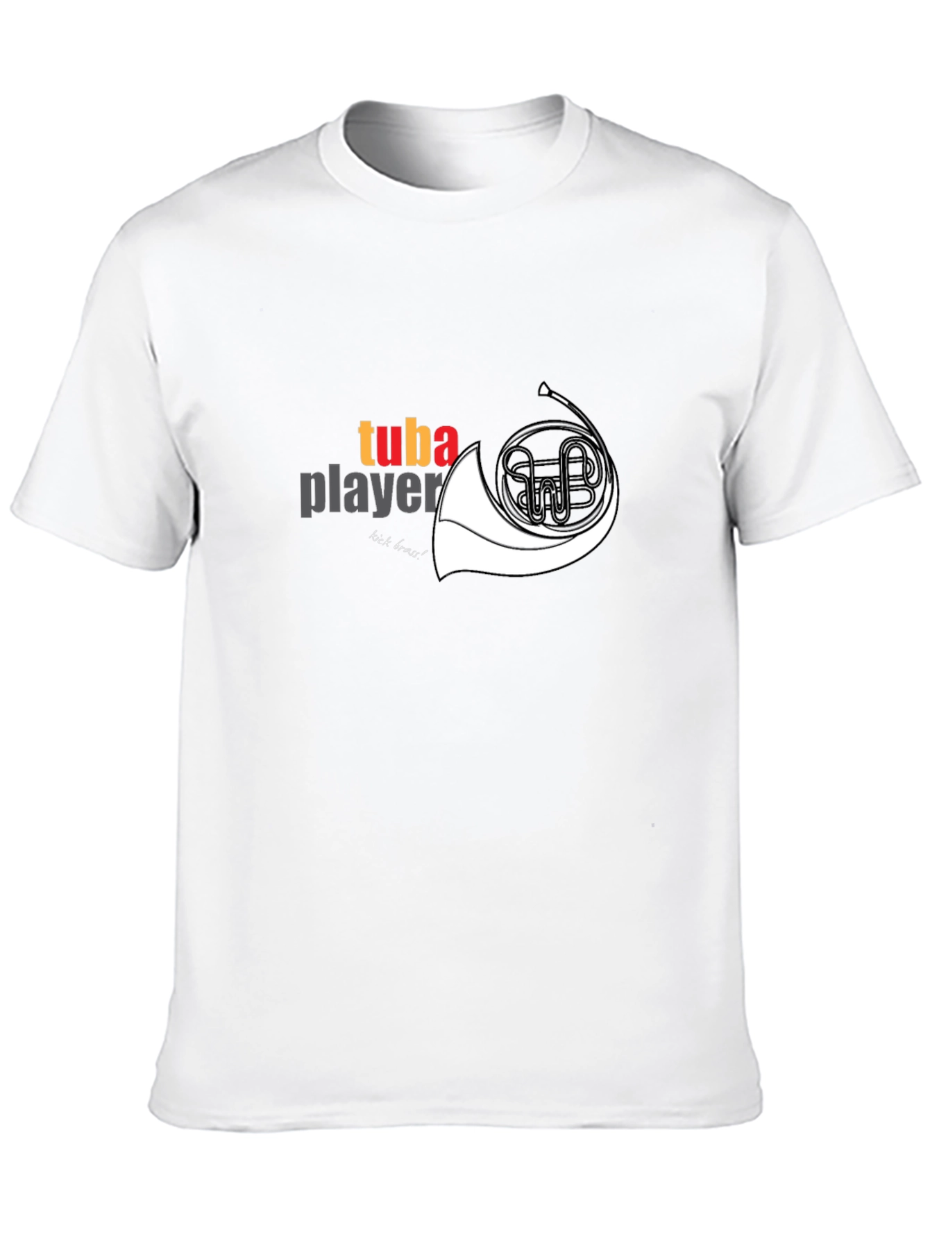 Tuba Player Graphic Tee - Black Cotton Casual T-Shirt