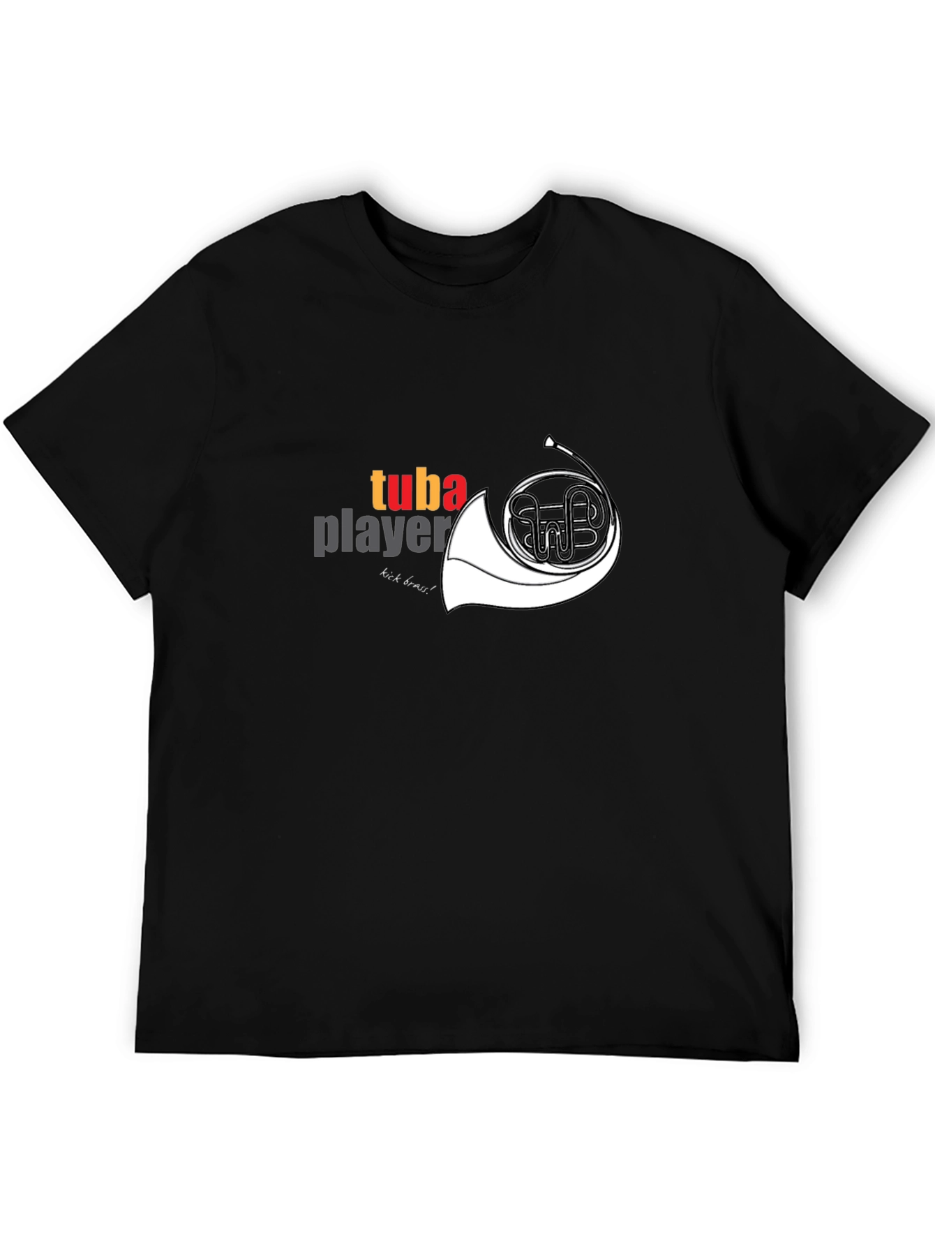 Tuba Player Graphic Tee - Black Cotton Casual T-Shirt