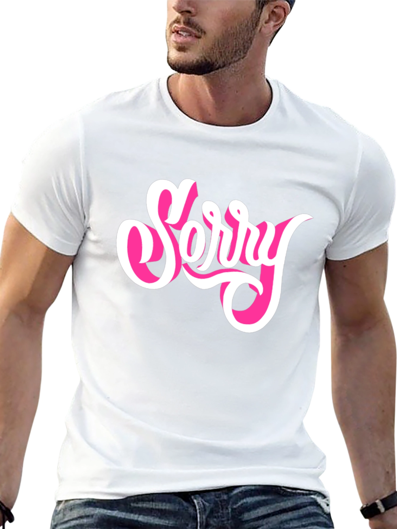 Sorry Graphic Tee - Black Cotton Blend