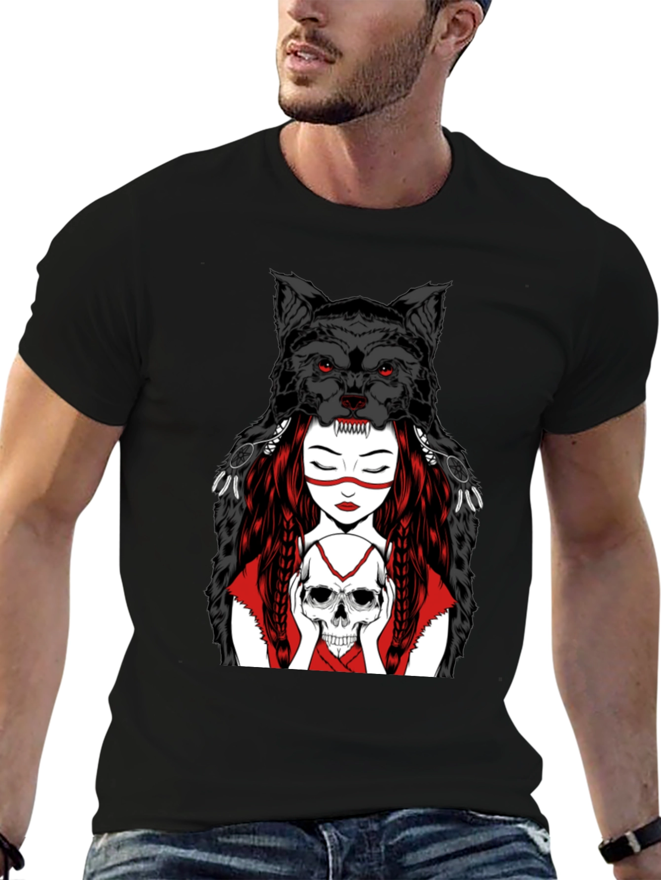 Wolf Spirit Graphic Tee - Black T-Shirt