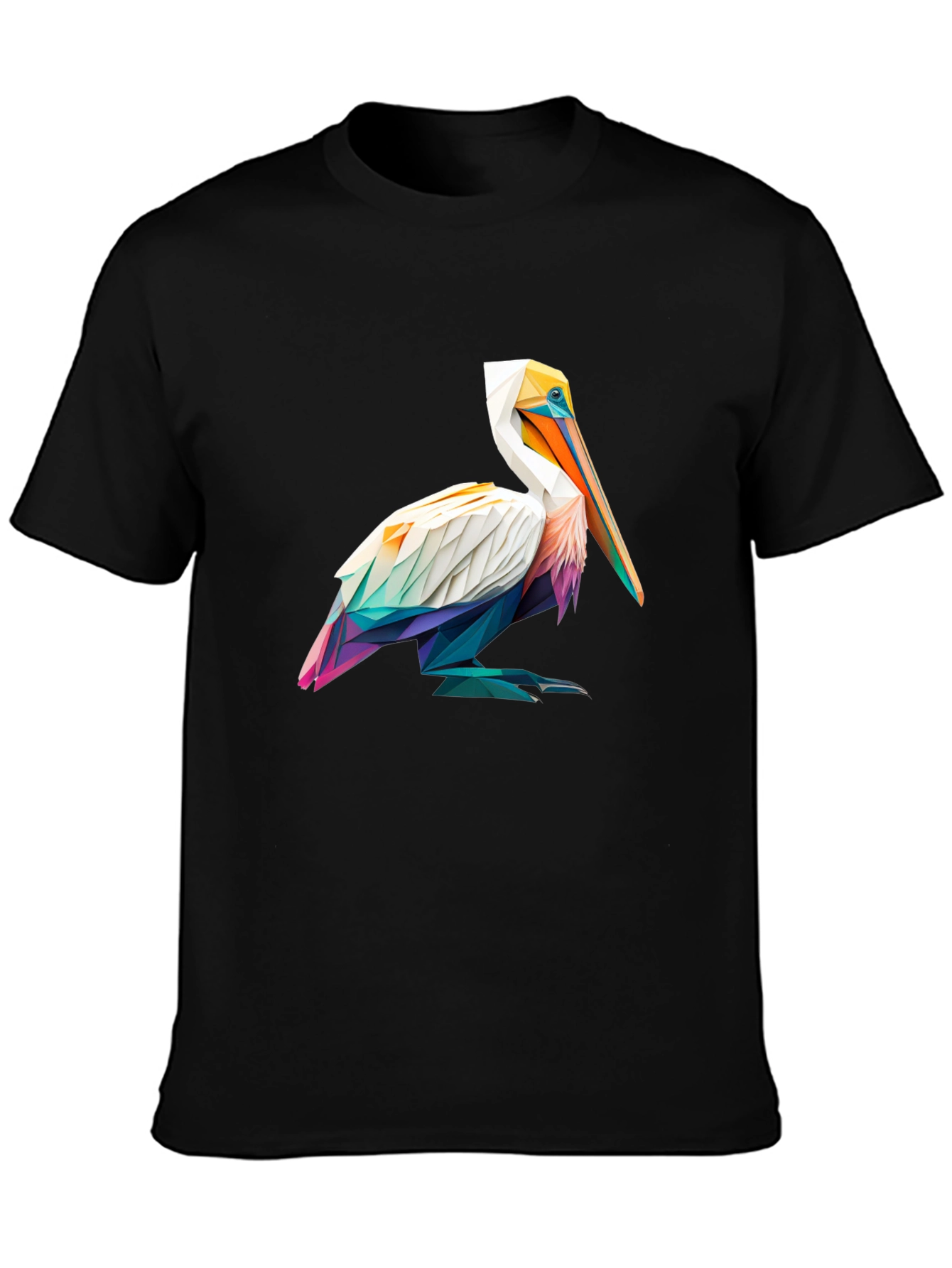 Geometric Pelican Graphic Tee - Stylish Black T-Shirt