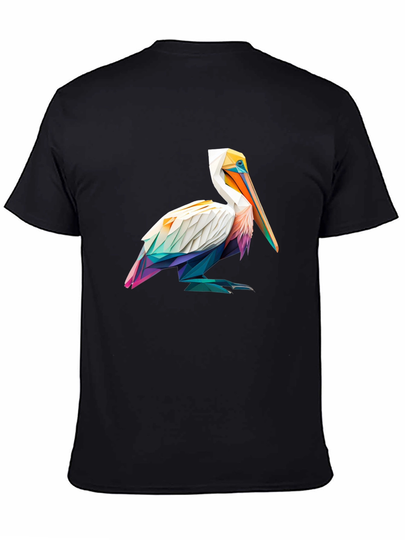 Geometric Pelican Graphic Tee - Stylish Black T-Shirt