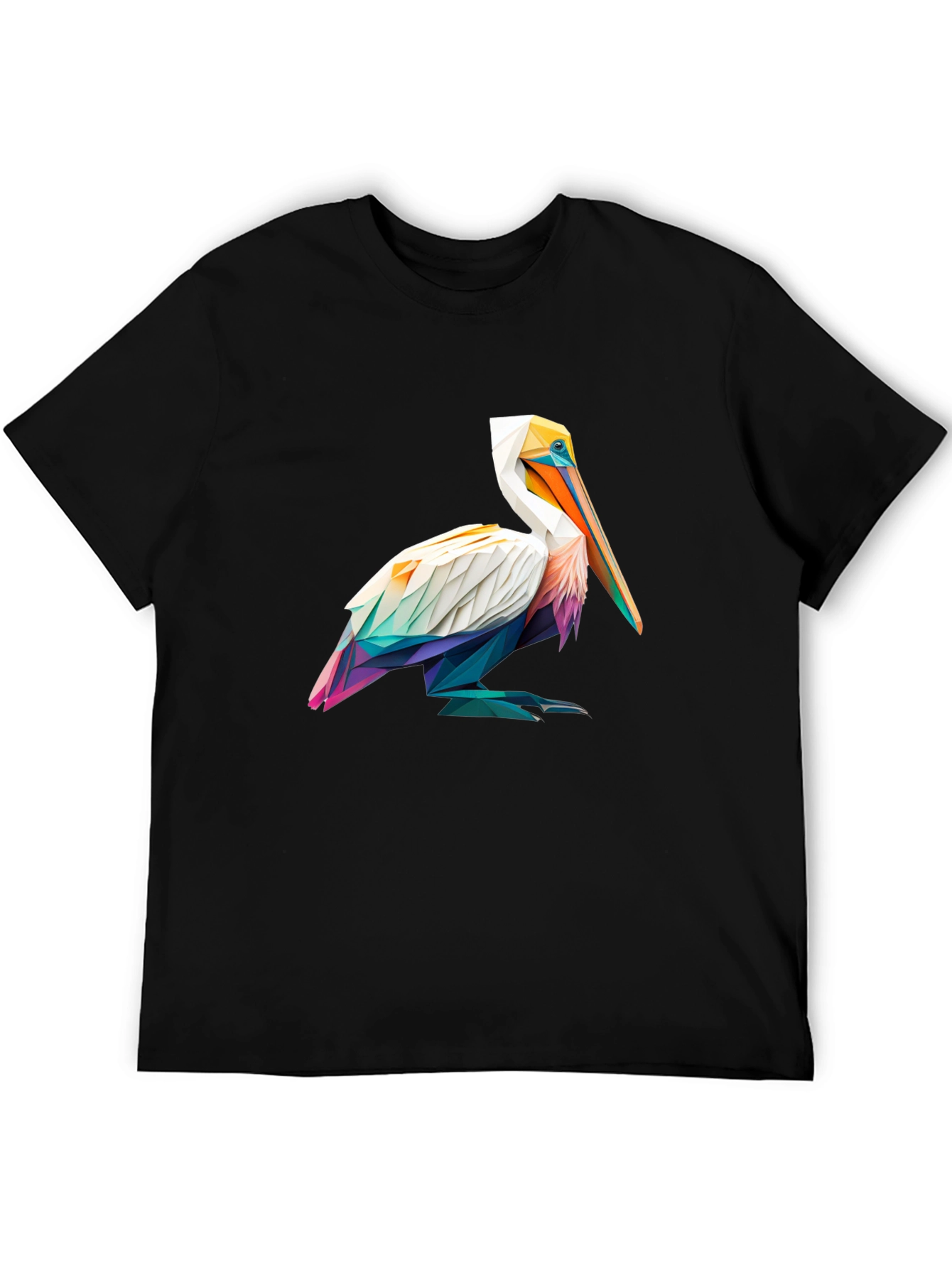Geometric Pelican Graphic Tee - Stylish Black T-Shirt
