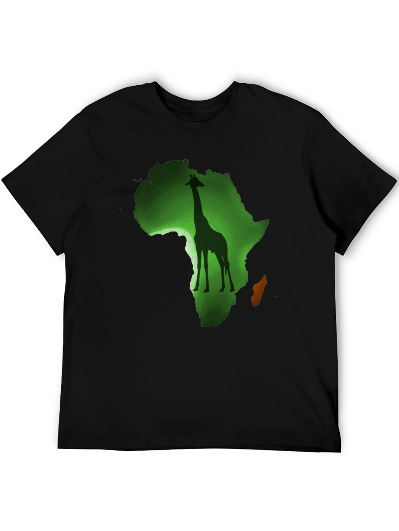 Africa Giraffe Graphic Print Black T-Shirt