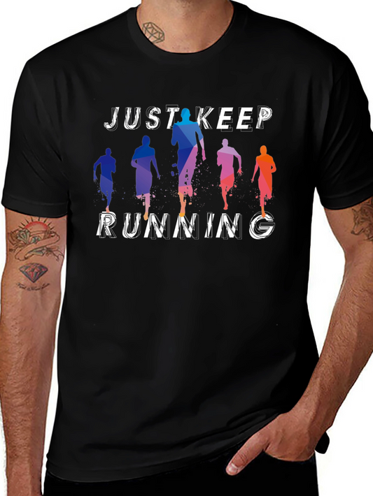 Just Keep Running Graphic Tee - Mens Black T-Shirt