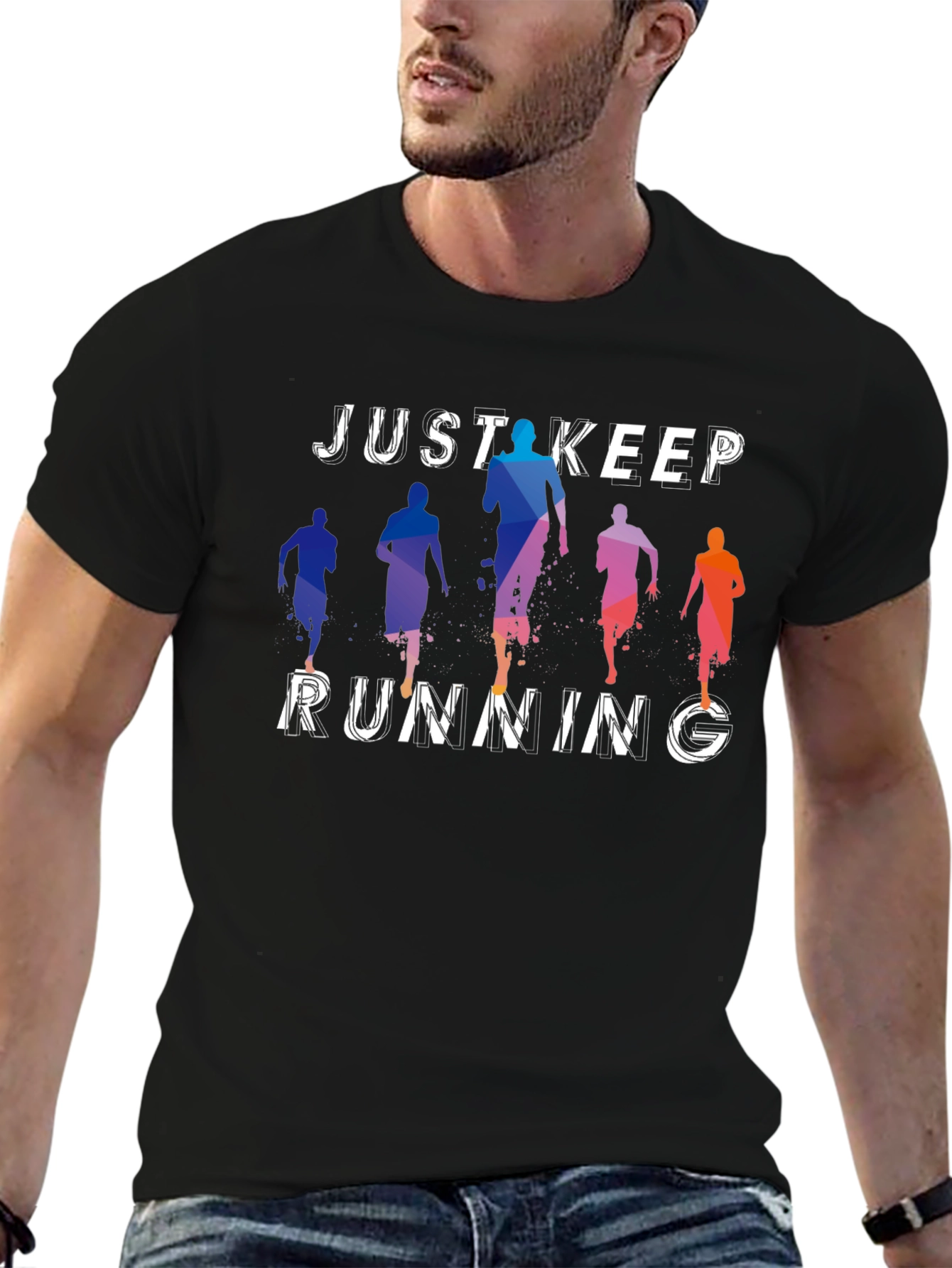 Just Keep Running Graphic Tee - Mens Black T-Shirt