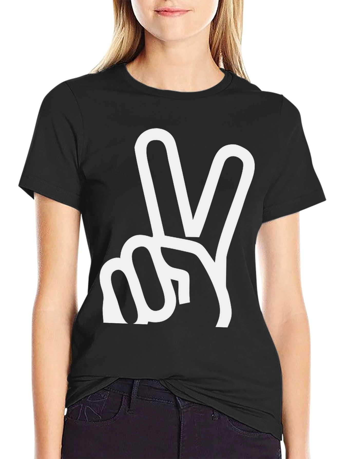 Peace Sign Graphic T-Shirt - Black