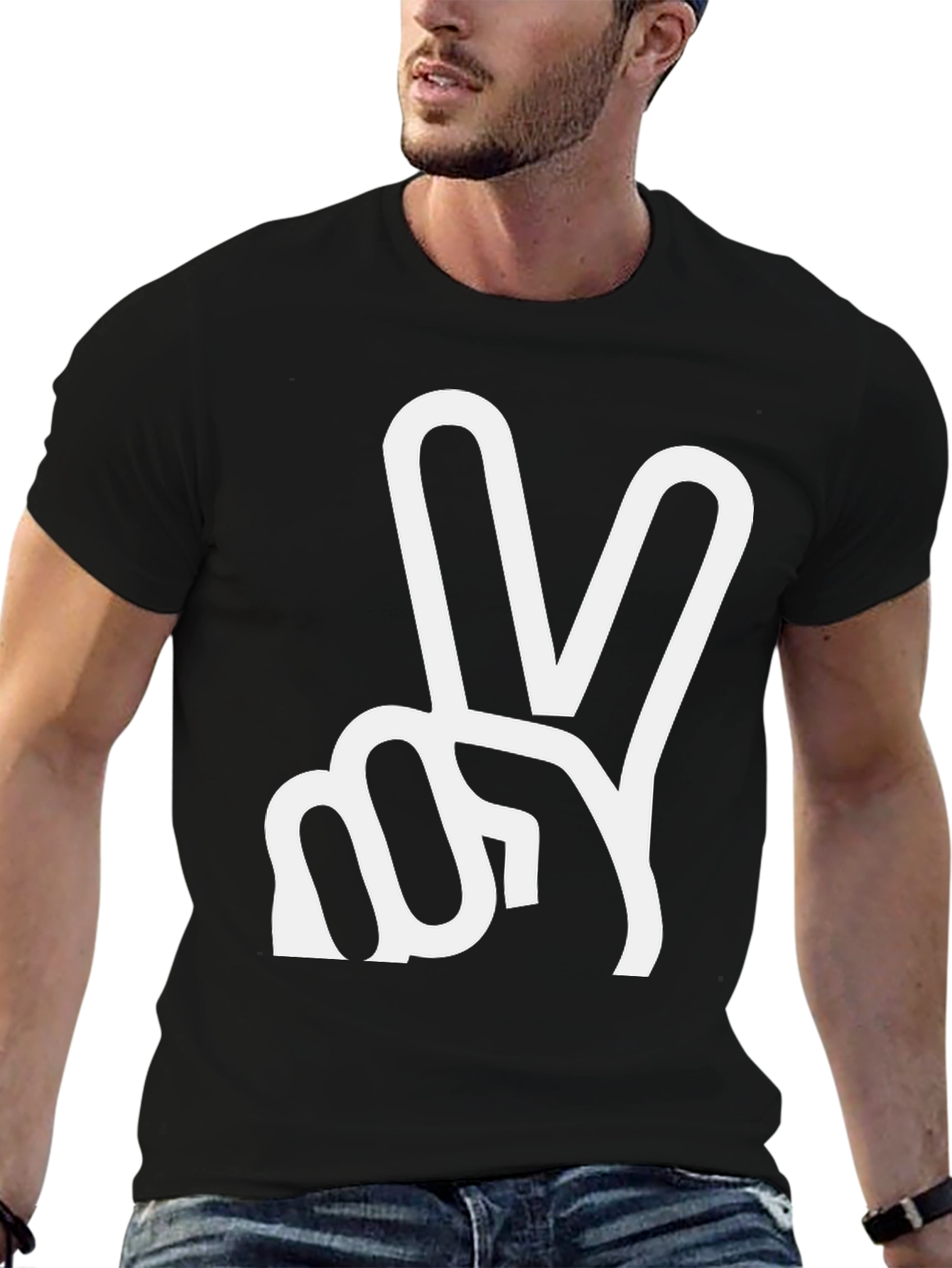 Peace Sign Graphic T-Shirt - Black