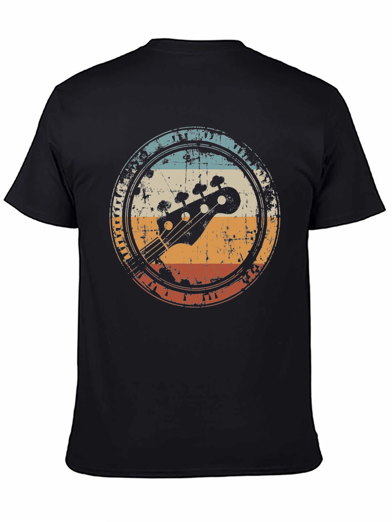 Retro Bass Guitar Graphic Tee - Black