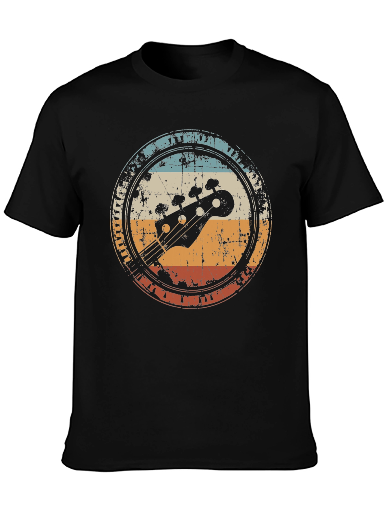 Retro Bass Guitar Graphic Tee - Black