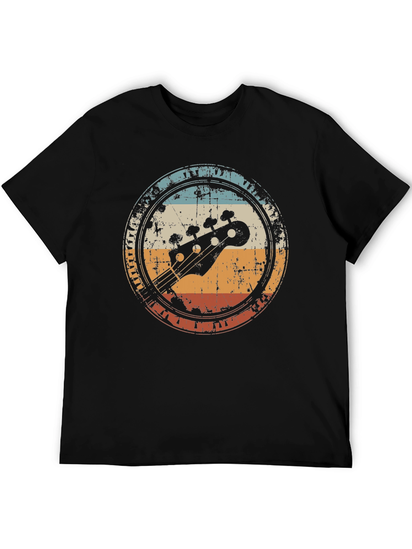 Retro Bass Guitar Graphic Tee - Black