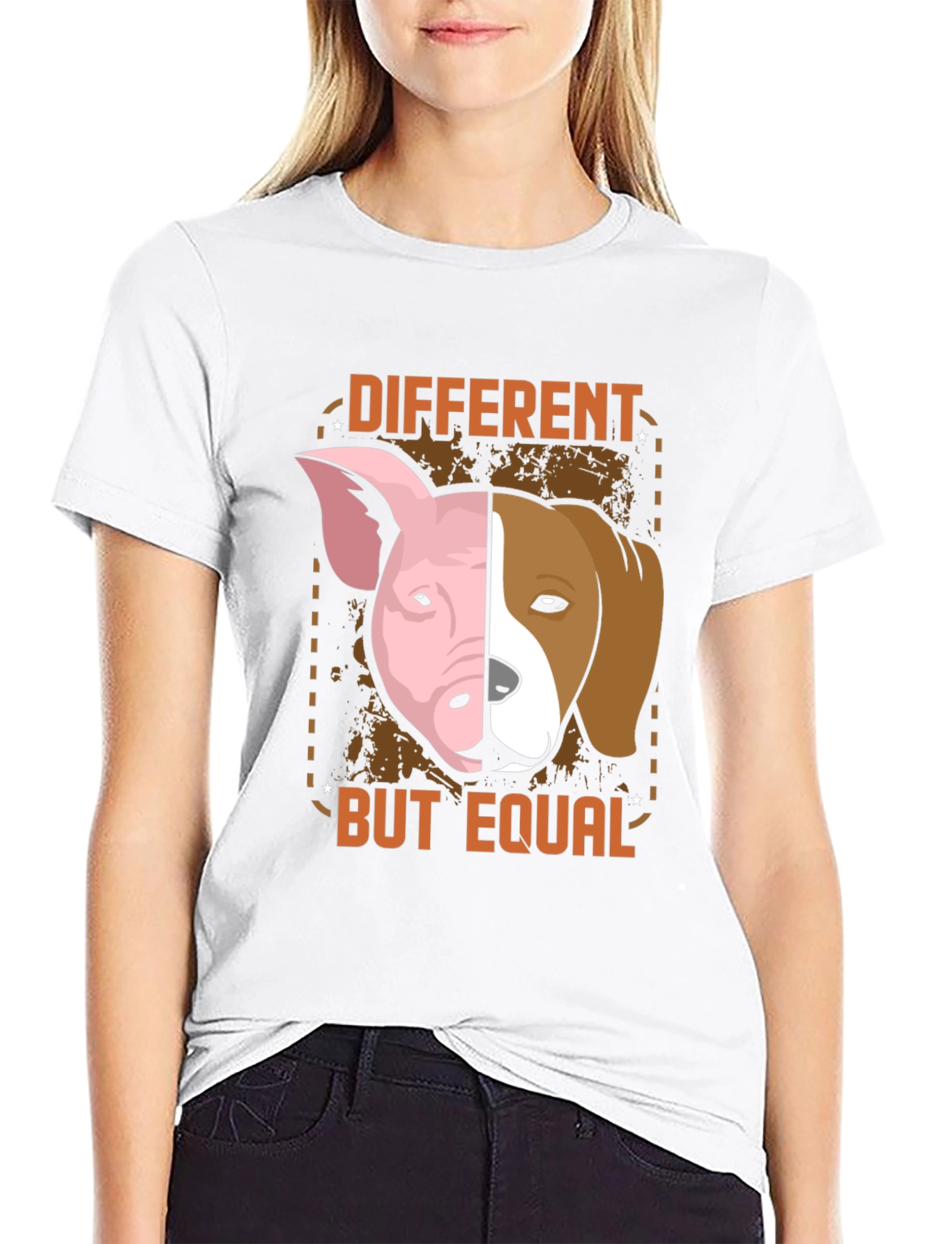 Different But Equal T-Shirt - Pig Dog Graphic Tee