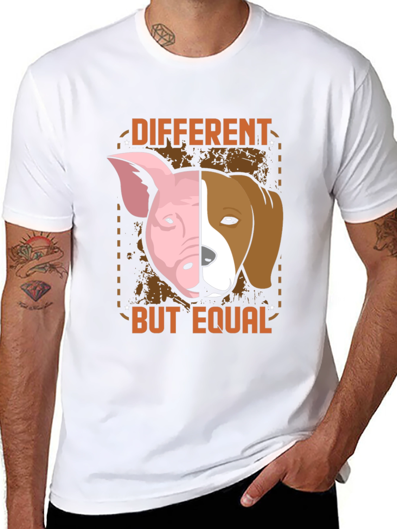 Different But Equal T-Shirt - Pig Dog Graphic Tee