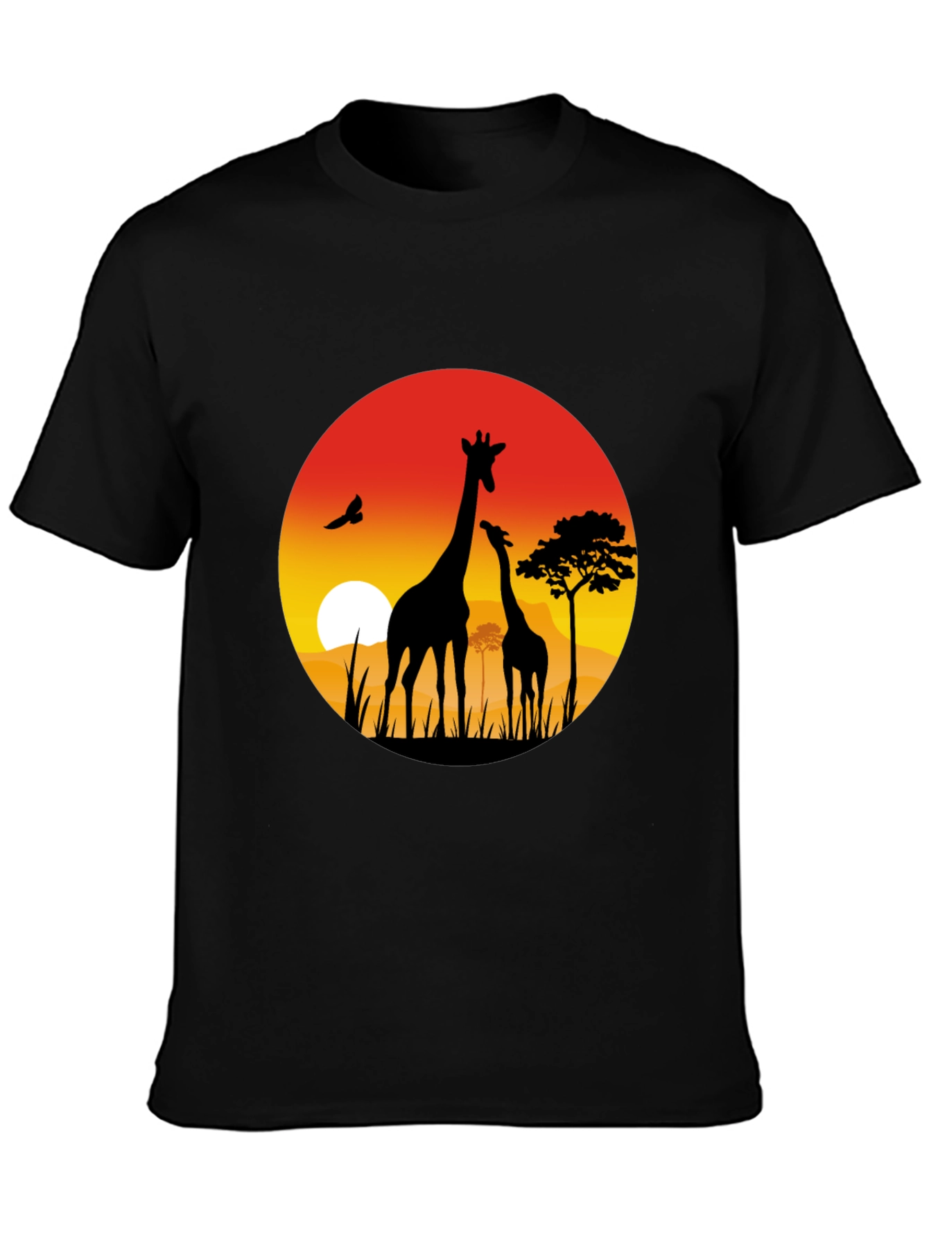 African Sunset Giraffe Graphic T-Shirt