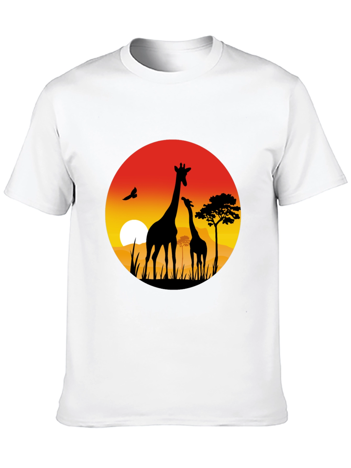 African Sunset Giraffe Graphic T-Shirt