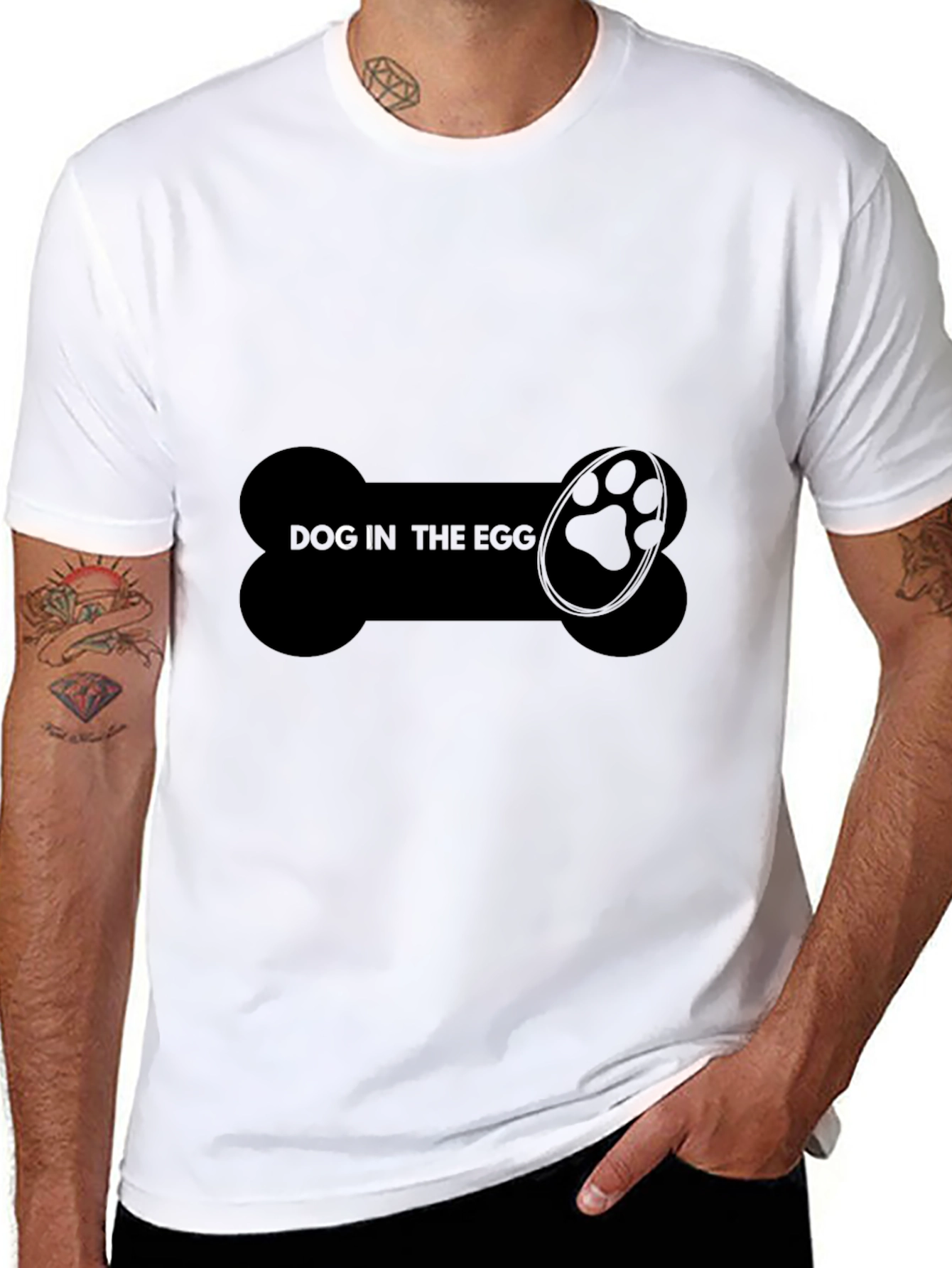 Dog In The Egg Graphic Black T-Shirt