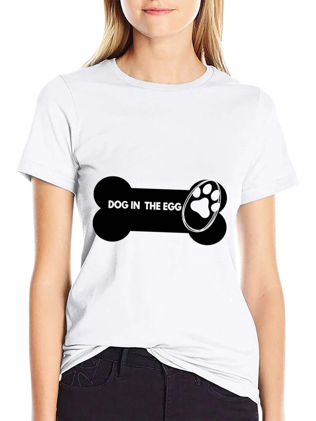 Dog In The Egg Graphic Black T-Shirt