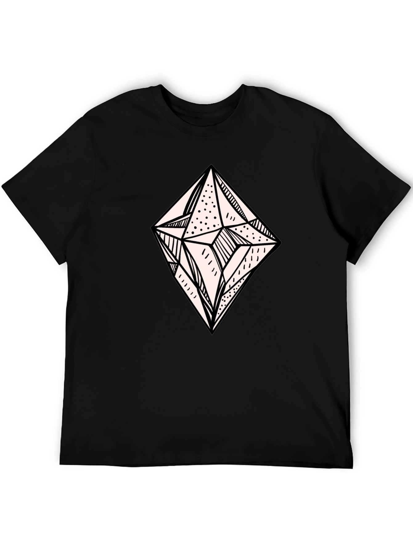 Geometric Diamond Graphic Tee - Modern Black T-Shirt