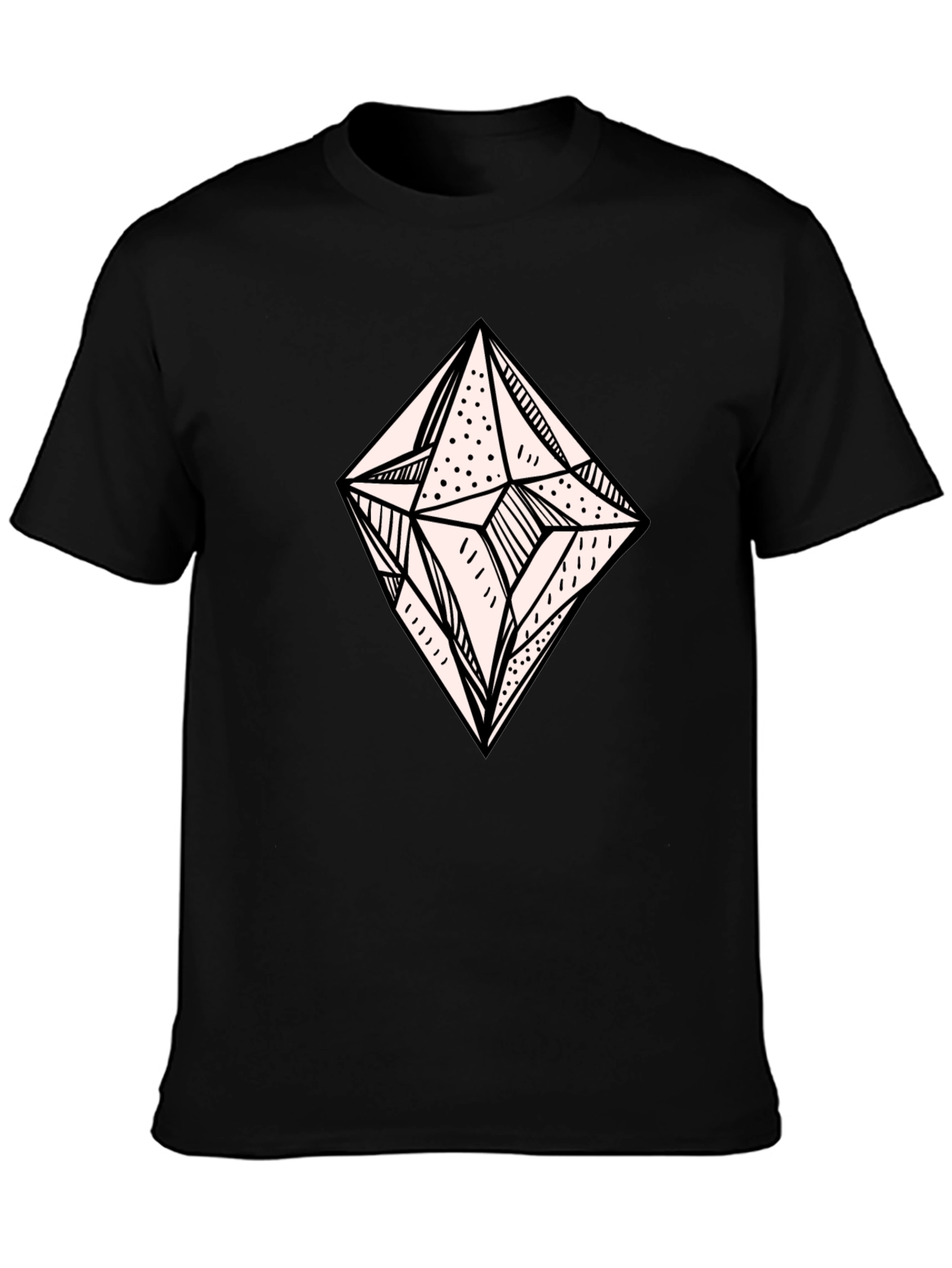 Geometric Diamond Graphic Tee - Modern Black T-Shirt