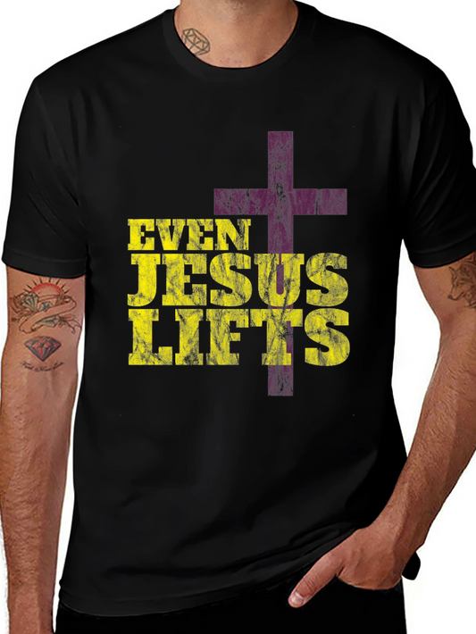 Even Jesus Lifts Graphic T-Shirt - Christian Fitness Apparel